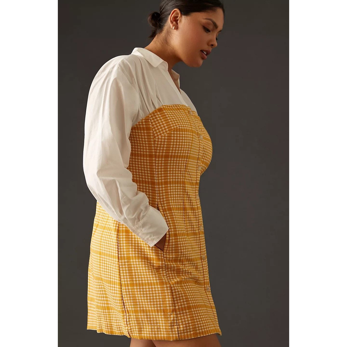 Anthropologie New Anthropologie Maeve Knit Twofer Mini Dress $170 Gold Size XXL / US 16-18 / IT 52-54 - 2 Thumbnail
