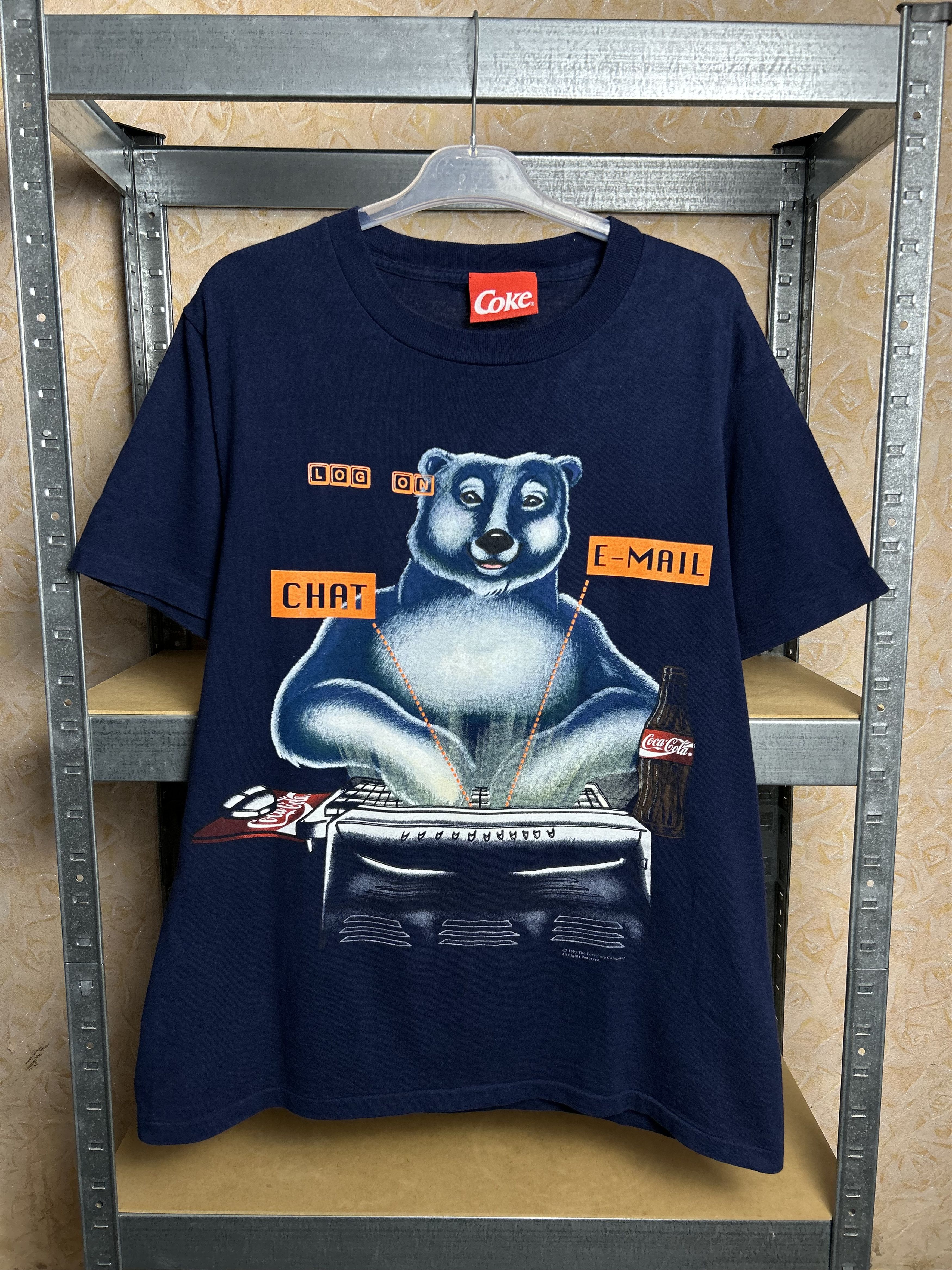 Vintage 1997 Coca Cola Cyber Bears Email T-shirt