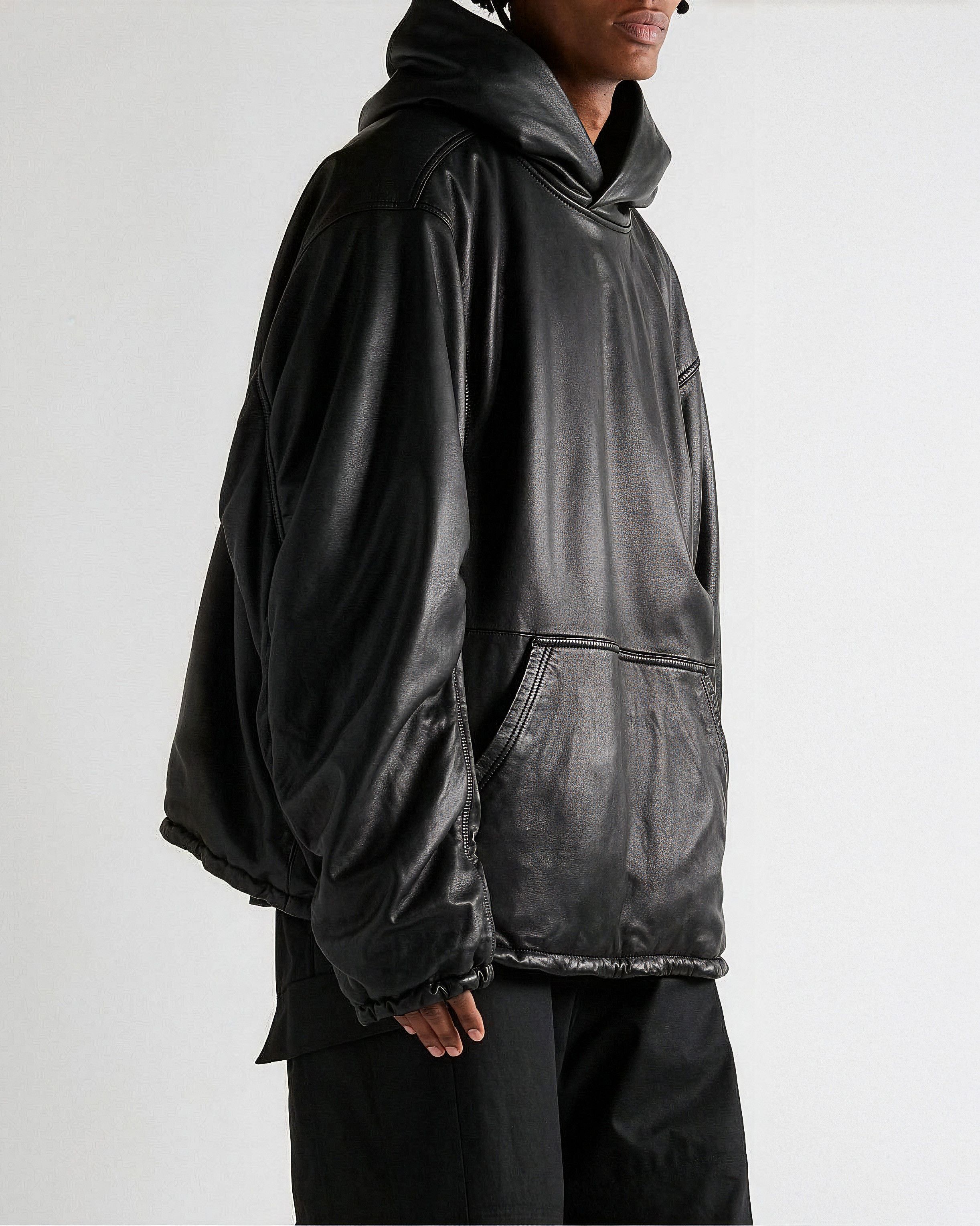 Balenciaga Oversized Full-Grain Leather Hoodie Size US M / EU 48-50 / 2 - 1 Thumbnail