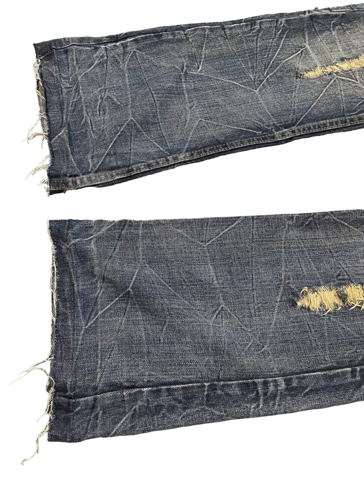 Japanese Brand × LOWBOX × Vintage KUI Japan Distressed Claw Mark Honeycomb Flared Jeans Size US 34 / EU 50 - 9 Thumbnail