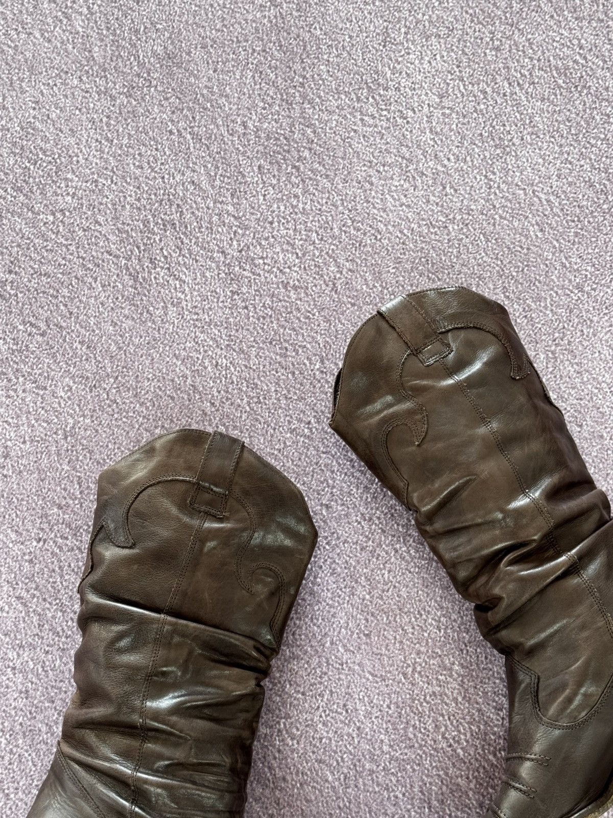 Japanese Brand Y2K 00’s Glamour Leather Cowboy Avant Garde Boots Size US 7.5 / IT 37.5 - 2 Thumbnail