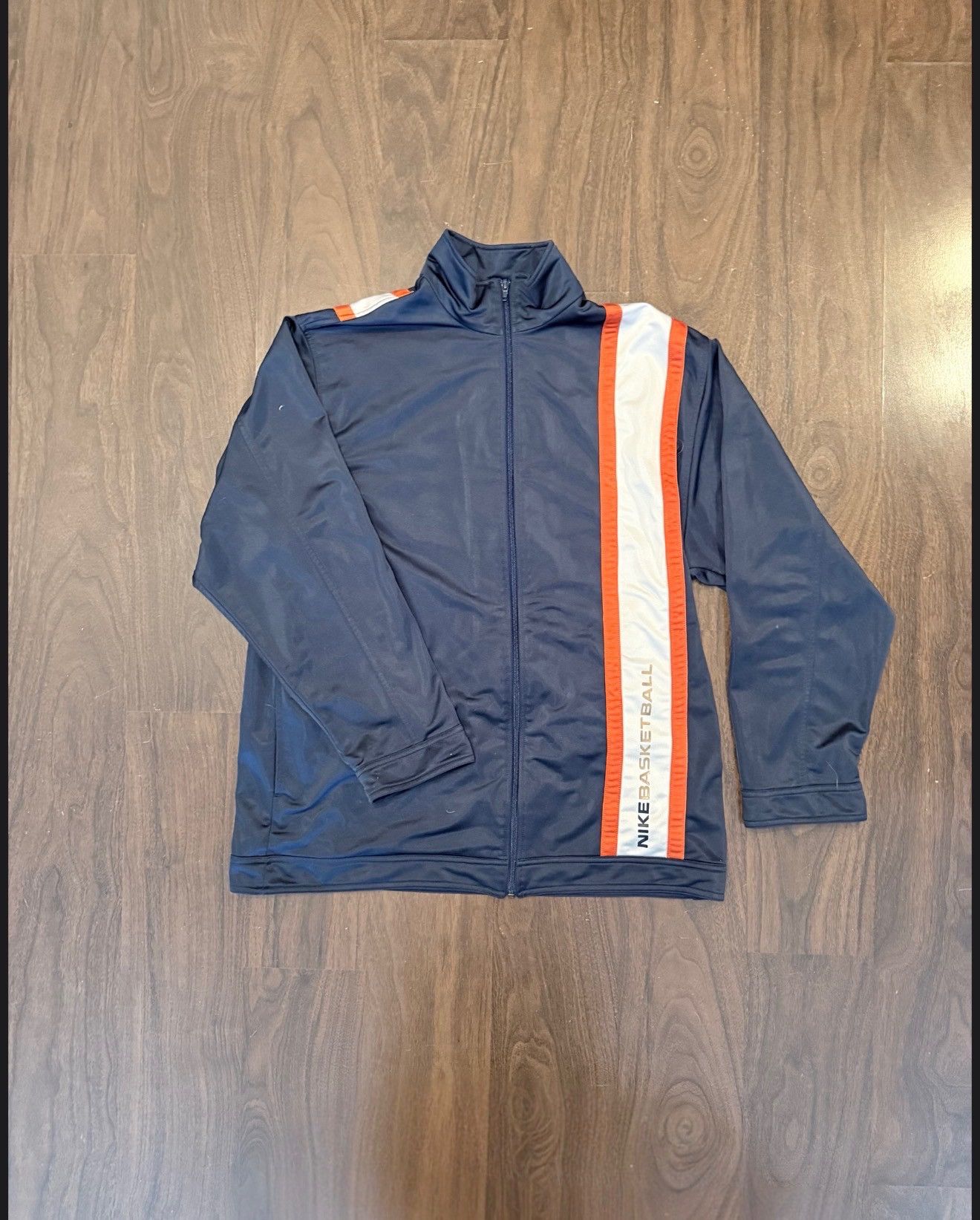 Nike Y2K Nike Navy Blue Lined Orange & White Hip Hop Track Jacket Size US L / EU 52-54 / 3 - 2 Thumbnail