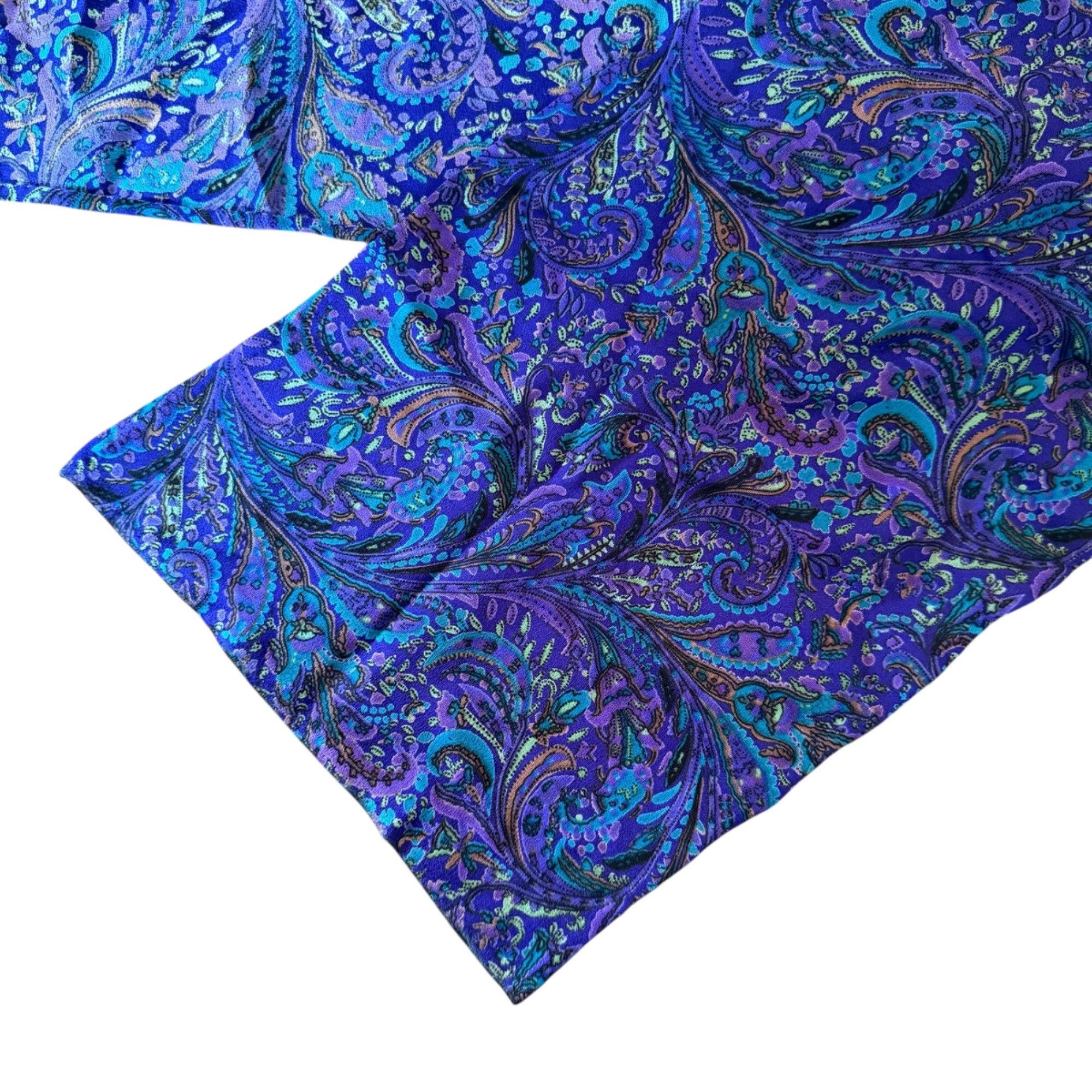 Vintage Vintage Vibrant Ornate Purple Paisley Motif Scarf Ascot Tie Size ONE SIZE - 5 Thumbnail