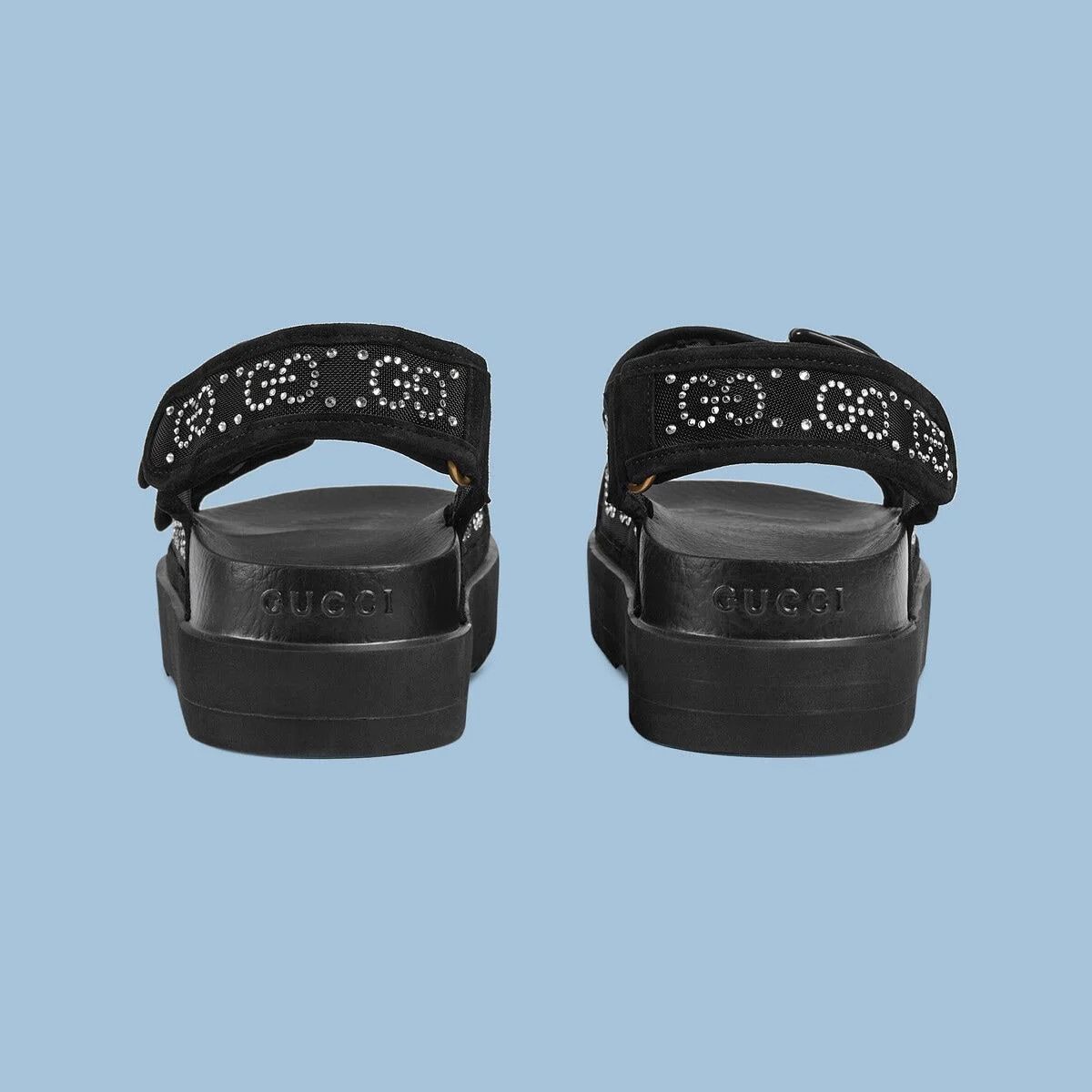 Gucci o1s1wg110425 Women's GG Sandals With Crystals in Black Size US 12 / IT 42 - 4 Thumbnail