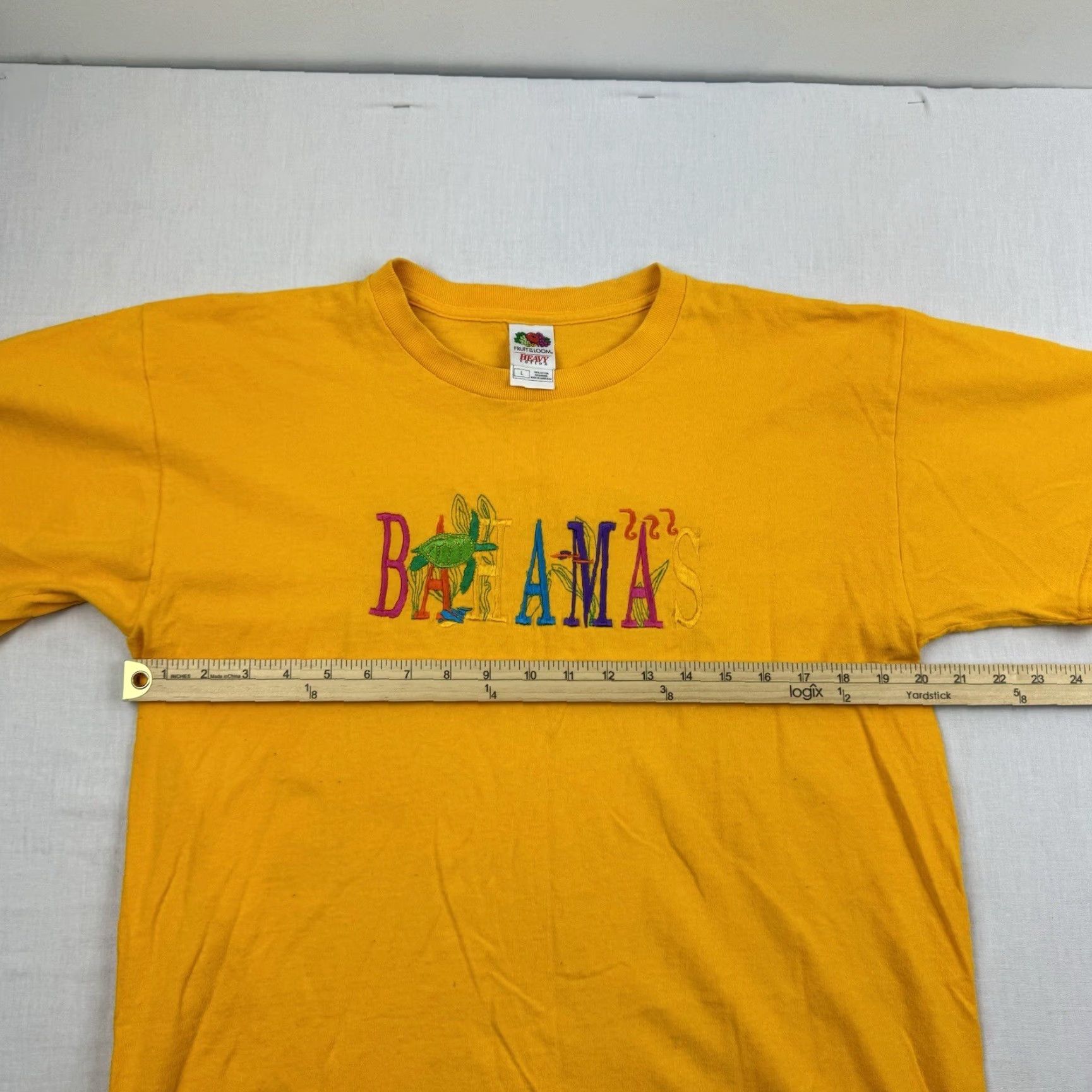 Fruit Of The Loom VINTAGE Fruit of the Loom Tropical Shirt Adult Large Yellow Y2K Embroidery Mens Size US L / EU 52-54 / 3 - 7 Thumbnail