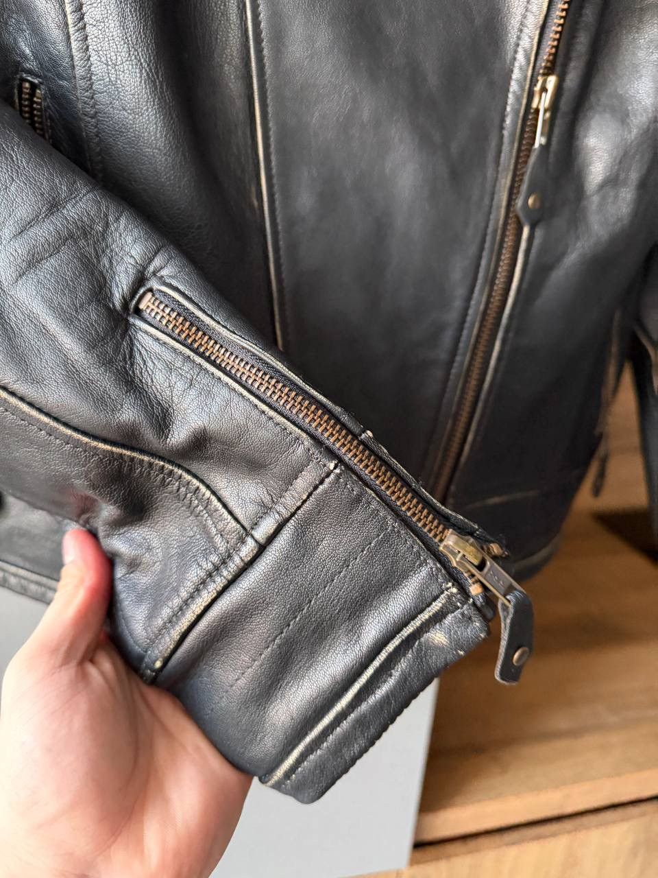 Vintage Halvarssons Vintage Real Leather Moto Biker Jacket 8710AC Size XS / US 0-2 / IT 36-38 - 7 Thumbnail