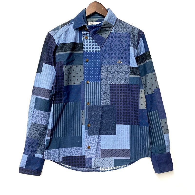 Vivienne Westwood Patchwork Orb Asymmetrical Collar Button Shirt Size US S / EU 44-46 / 1 - 1 Thumbnail