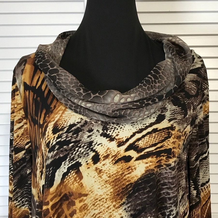 Other Susan Graver Liquid Knit Animal Cowl Neck Tunic Blouse L Size L / US 10 / IT 46 - 4 Thumbnail
