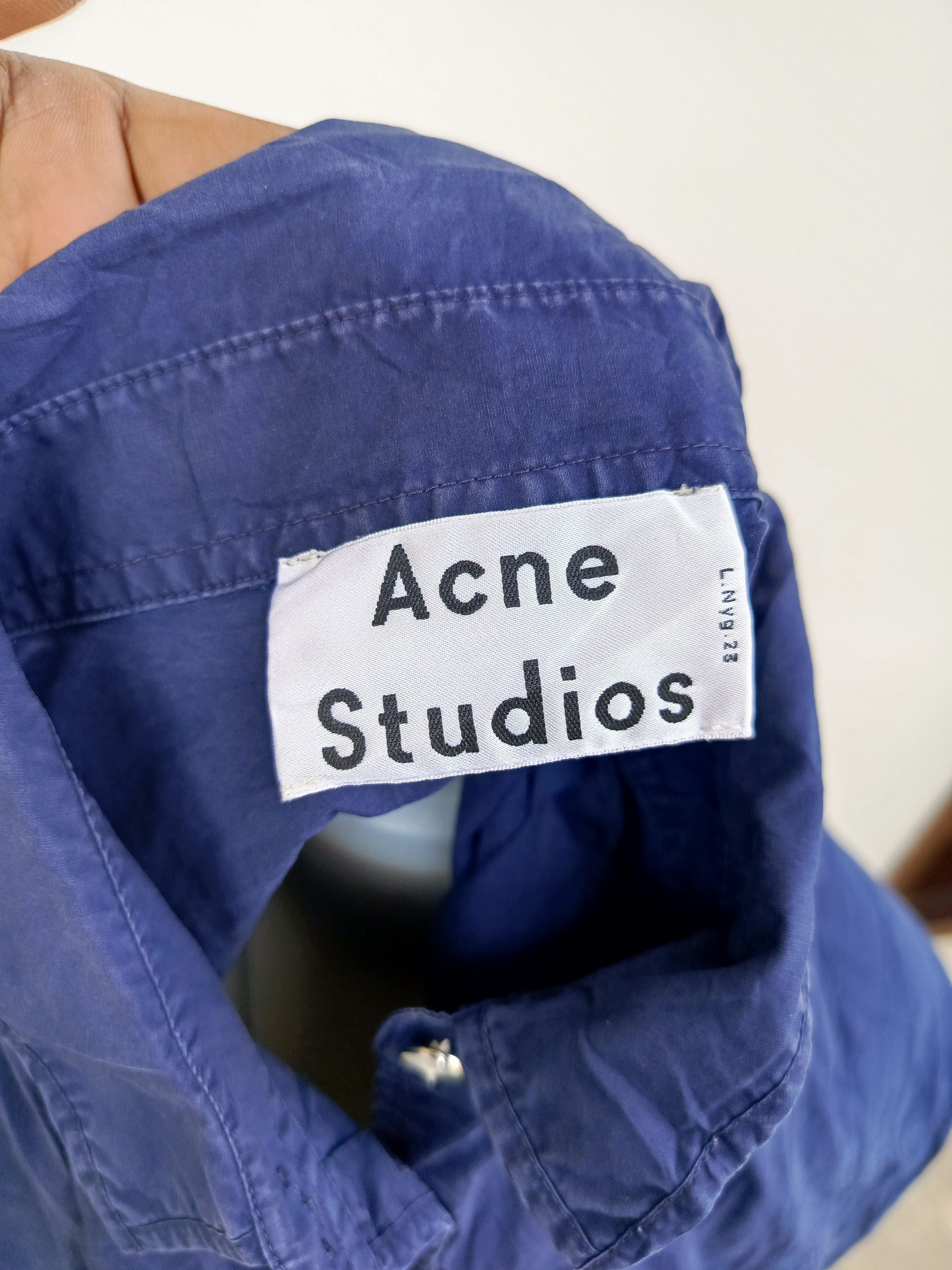 Acne Studios Acne Studios Navy Button Up Long Shirt Dress Oversized Fit Size XXS / US 00 / IT 34 - 8 Thumbnail