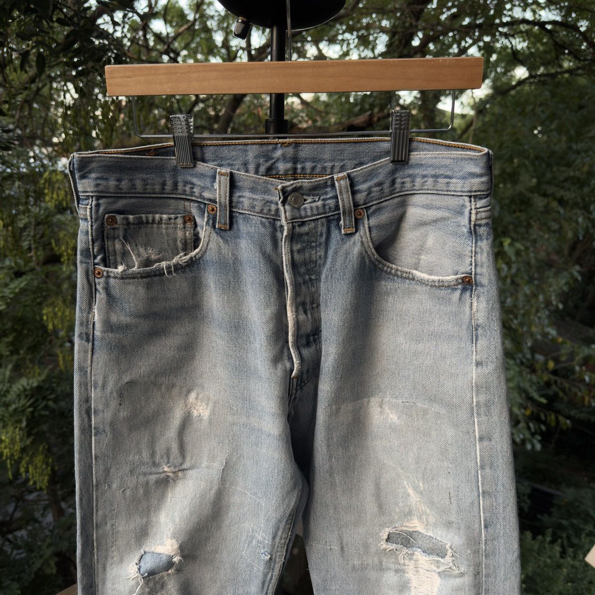 Levi's 90s Levi's 501xx Thrashed Repaired Cropped Jeans ERD Grunge Size US 32 / EU 48 - 3 Thumbnail