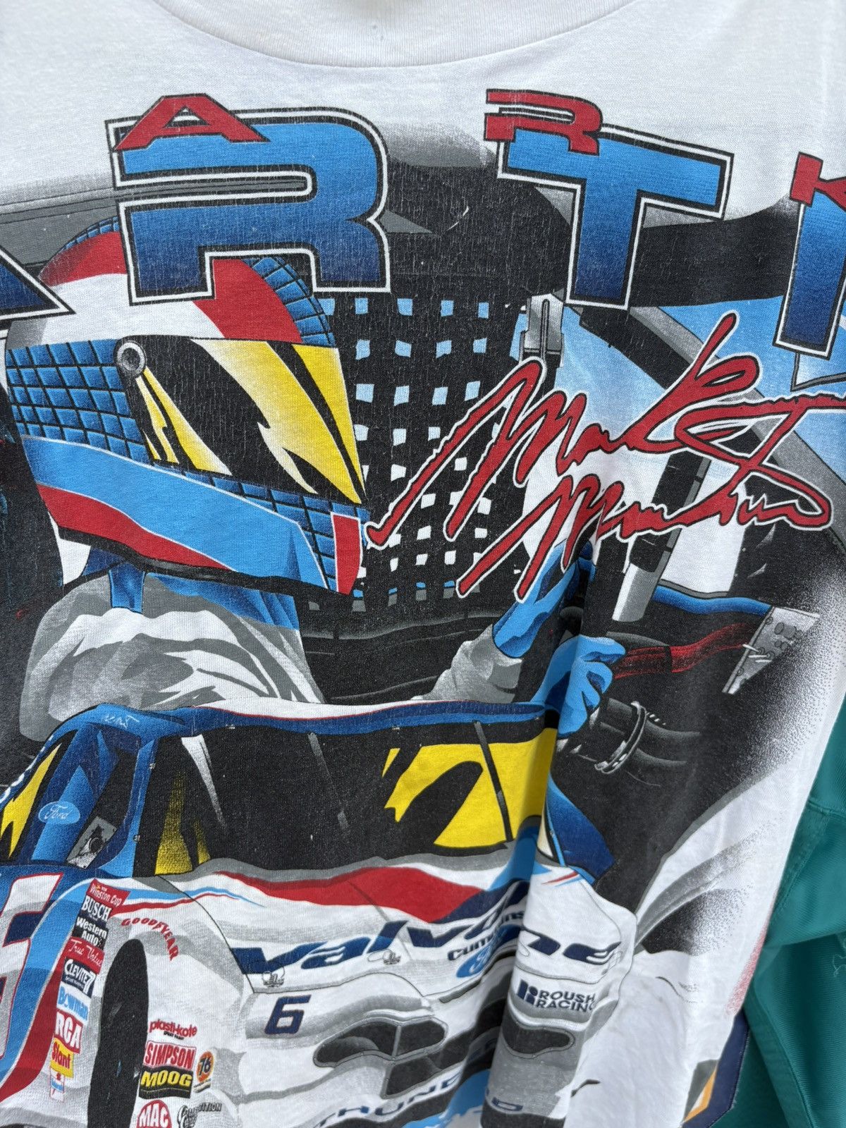 Vintage 1990's Mark Martin AOP Nascar Tultex T-Shirt Size US L / EU 52-54 / 3 - 5 Thumbnail