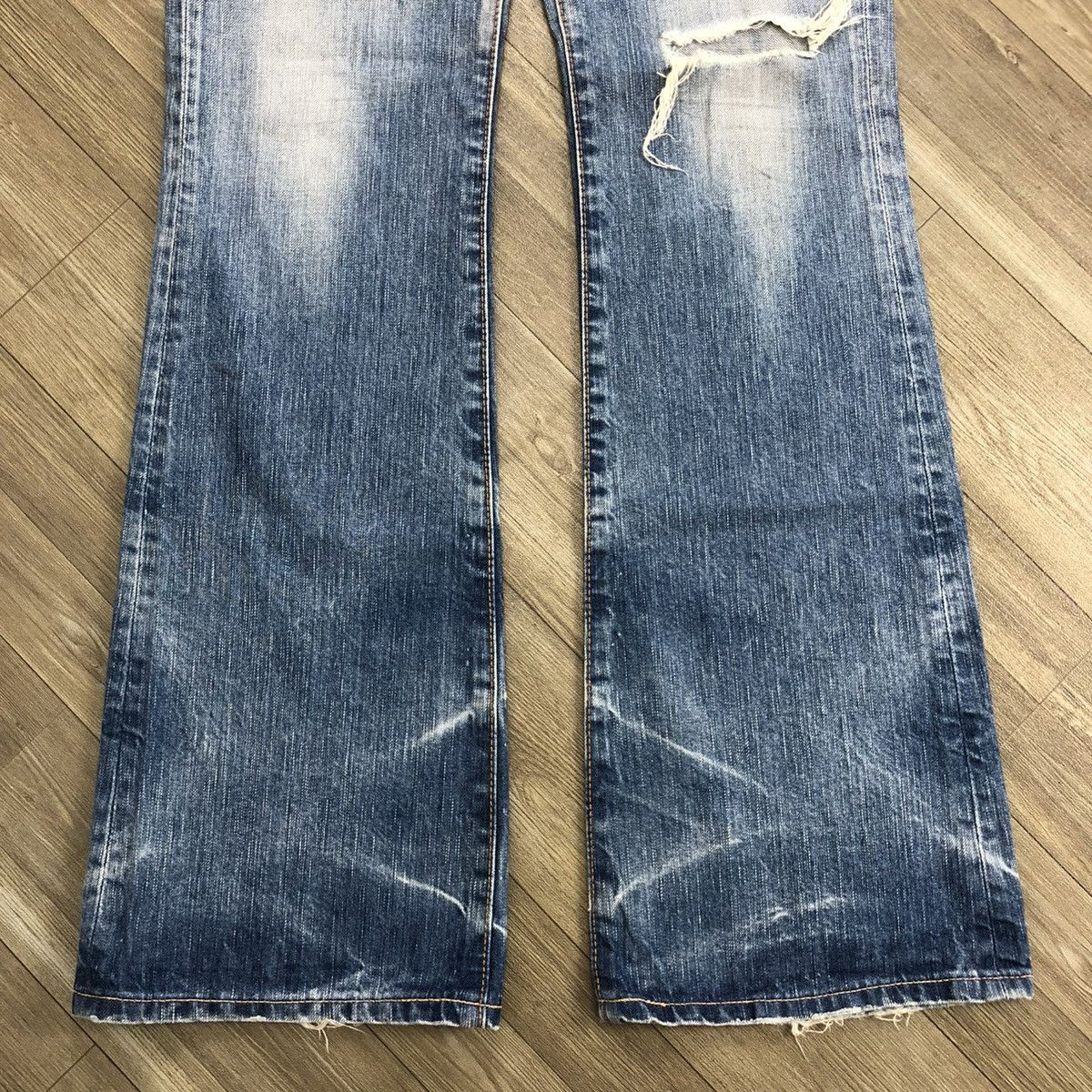 Edwin × If Six Was Nine × Le Grande Bleu (L.G.B.) 2000s Edwin 503 Distressed Punk Faded Bootcut Flared Jeans Size US 29 - 7 Thumbnail