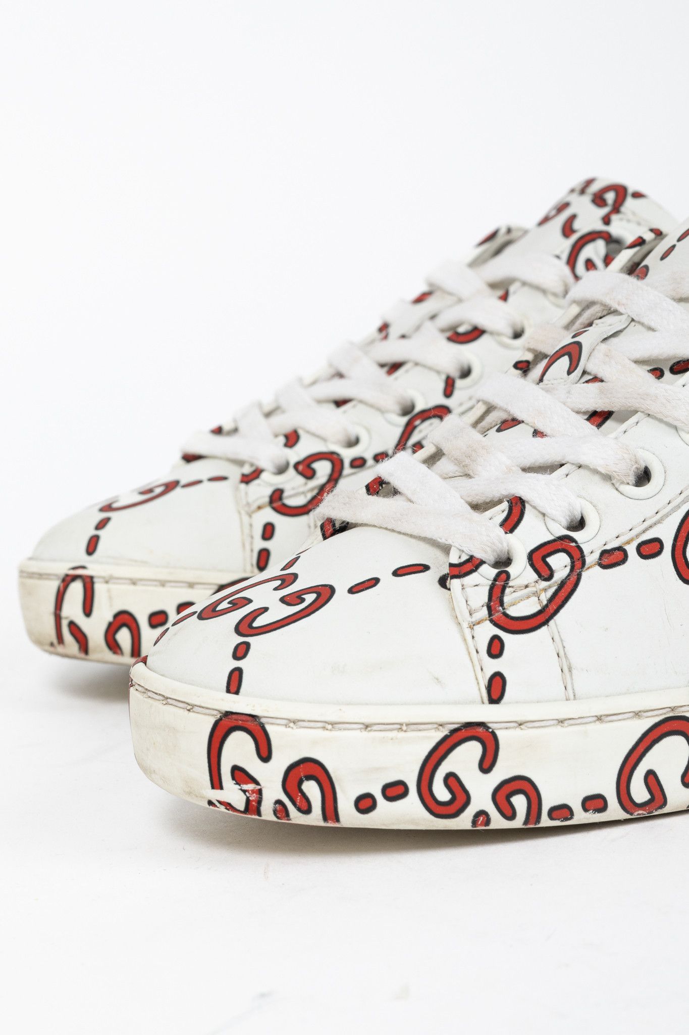 Gucci Gucci Ace White GG Ghost Lace-Up Sneakers Size US 4 / IT 34 - 7 Thumbnail