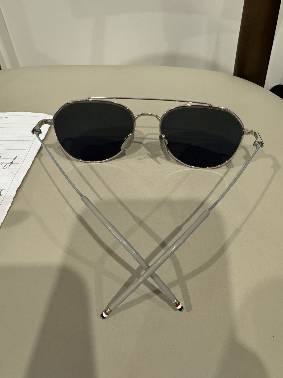 Thom Browne Grey Silver AVIATOR SUNGLASSES tb105 Size ONE SIZE - 4 Thumbnail