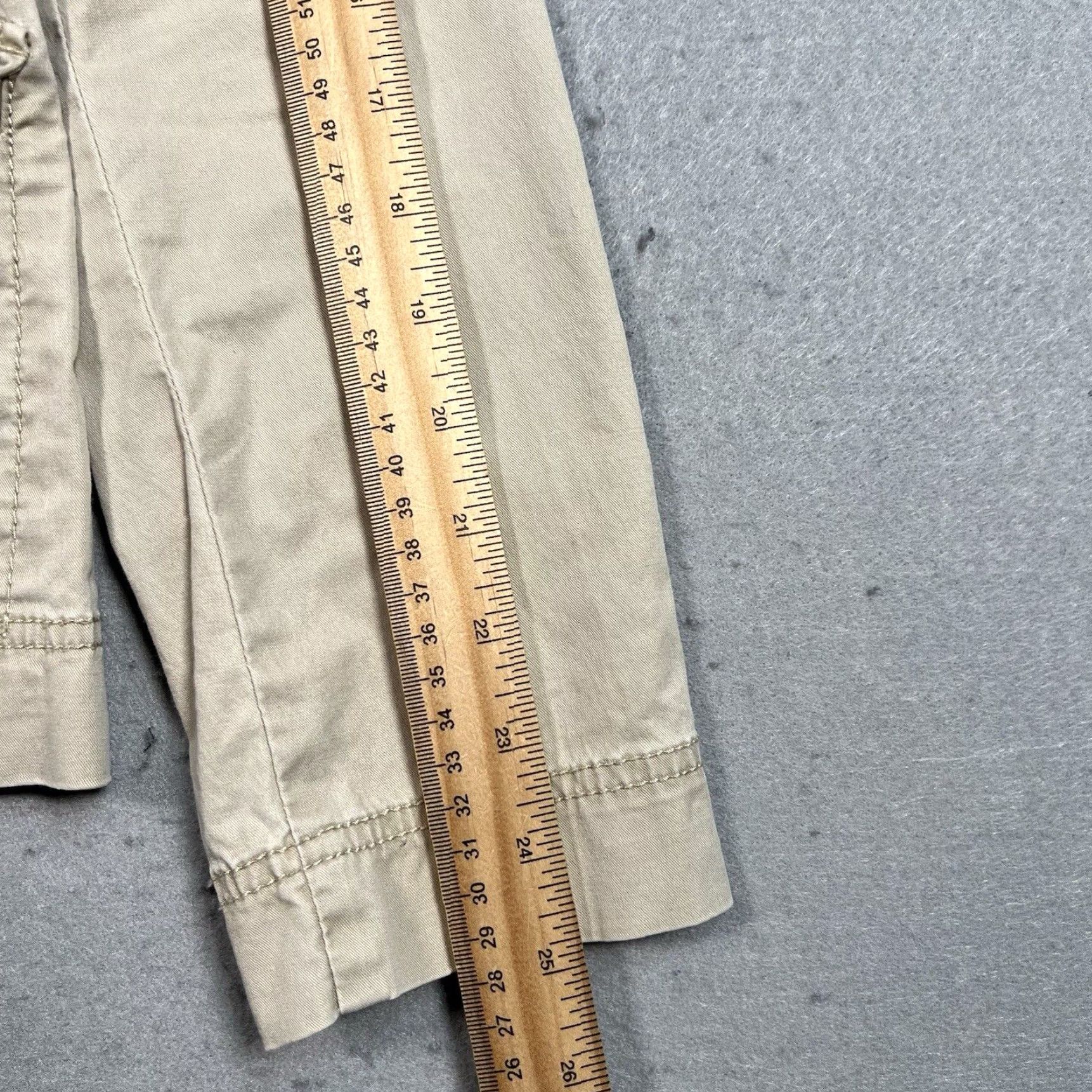 Eileen Fisher Eileen Fisher XS Khaki Ruffle Collar Utility Jacket Lightweight Button Front Womens Jacket XS Beige/Beige Khaki Classic City 90s? Size XS / US 0-2 / IT 36-38 - 6 Thumbnail