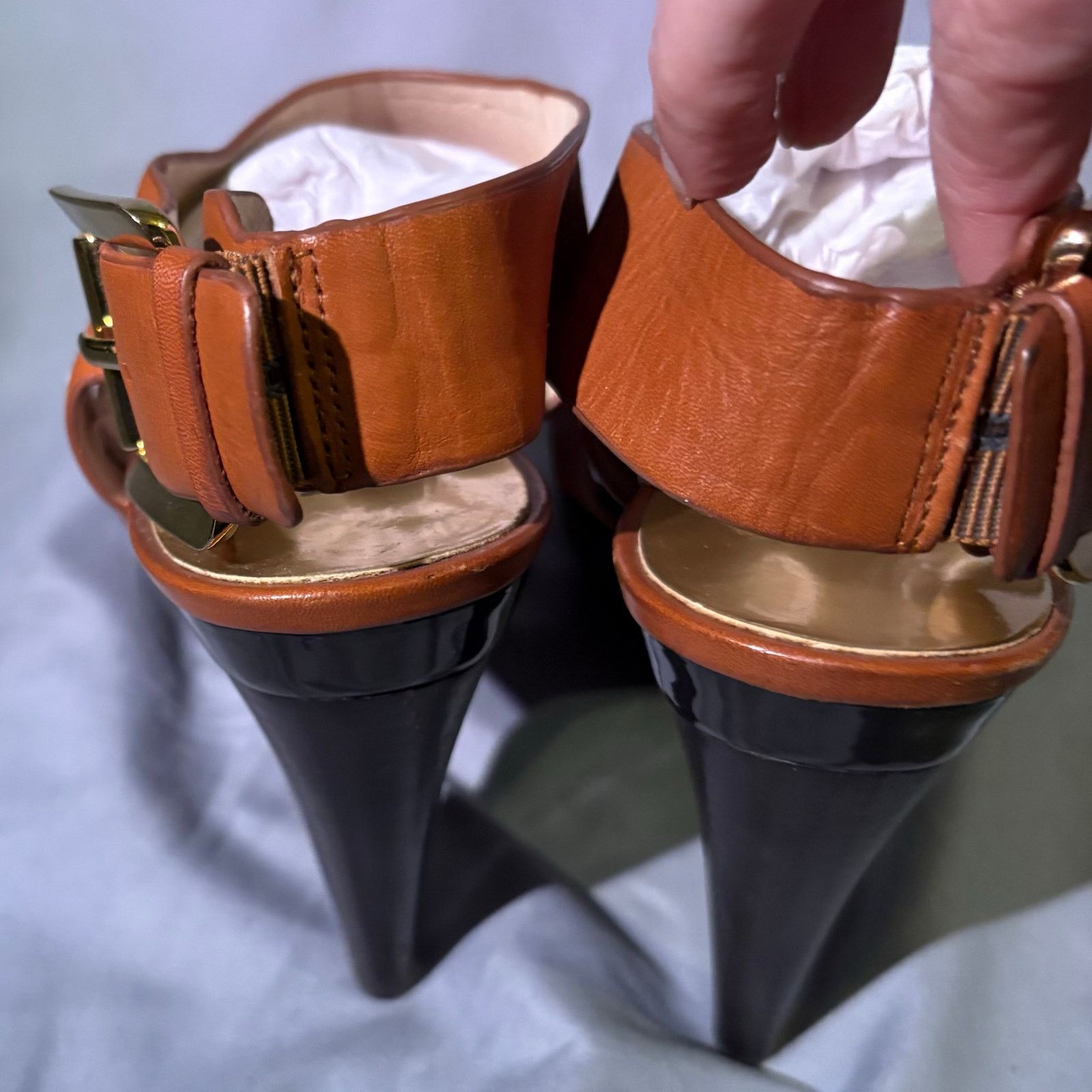Michael Kors Michael Kors Tan Leather Platform Heels Size 7.5 – Slingback Size US 7.5 / IT 37.5 - 4 Thumbnail