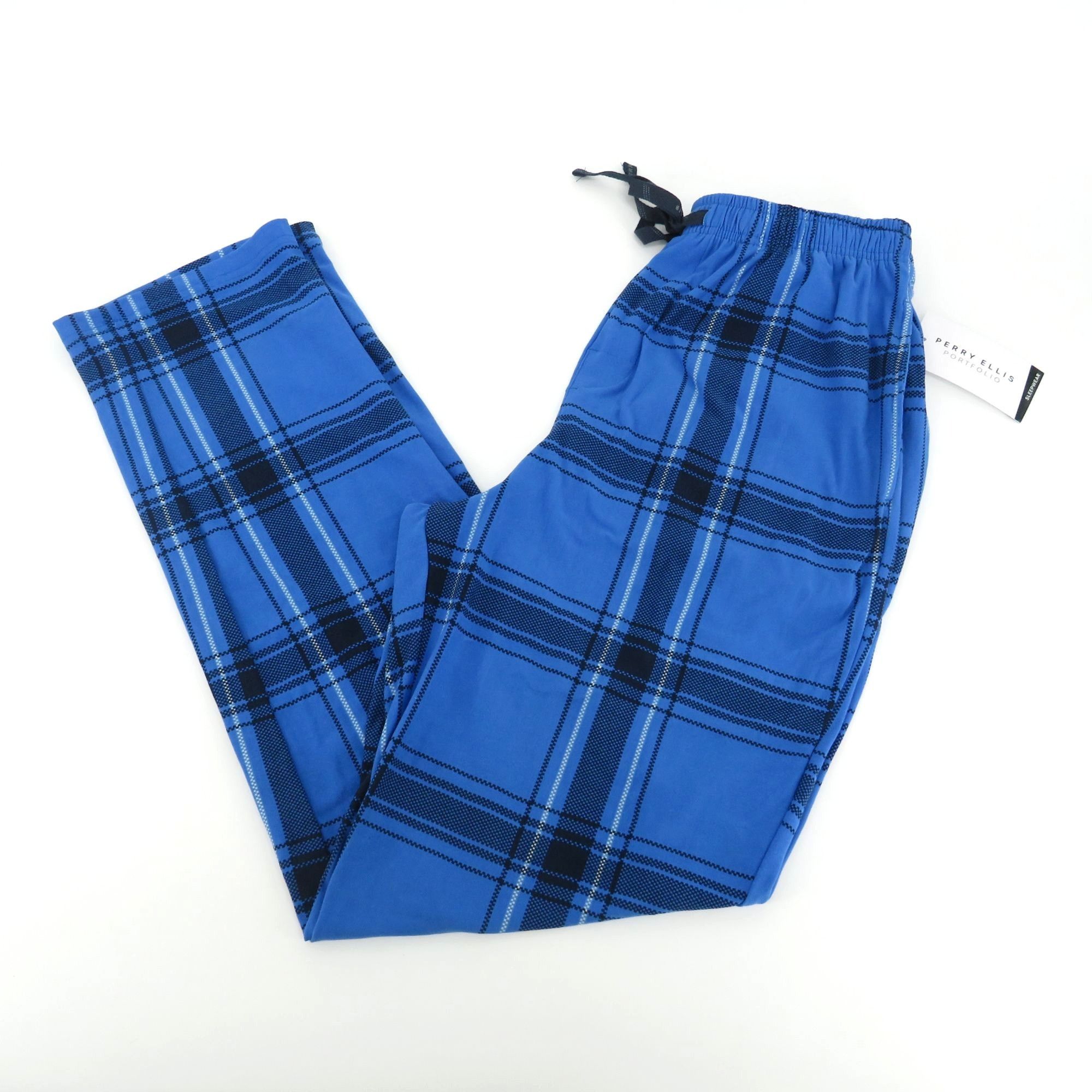 Perry Ellis Perry Ellis Mens Plaid Blue Sleep Lounge Pants Small NWT $44 Size US 26 / EU 42 - 1 Thumbnail