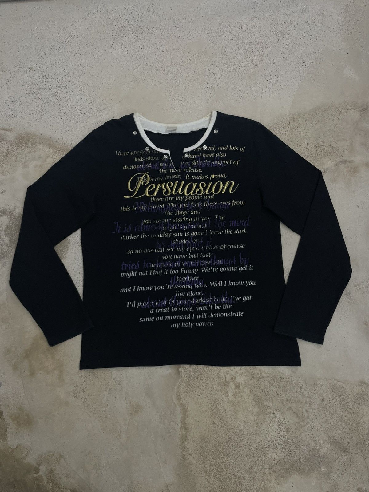 Japanese Brand Persuasion Embroidery Layered Tee Y2K Wording Overpriny Size US M / EU 48-50 / 2 - 1 Thumbnail