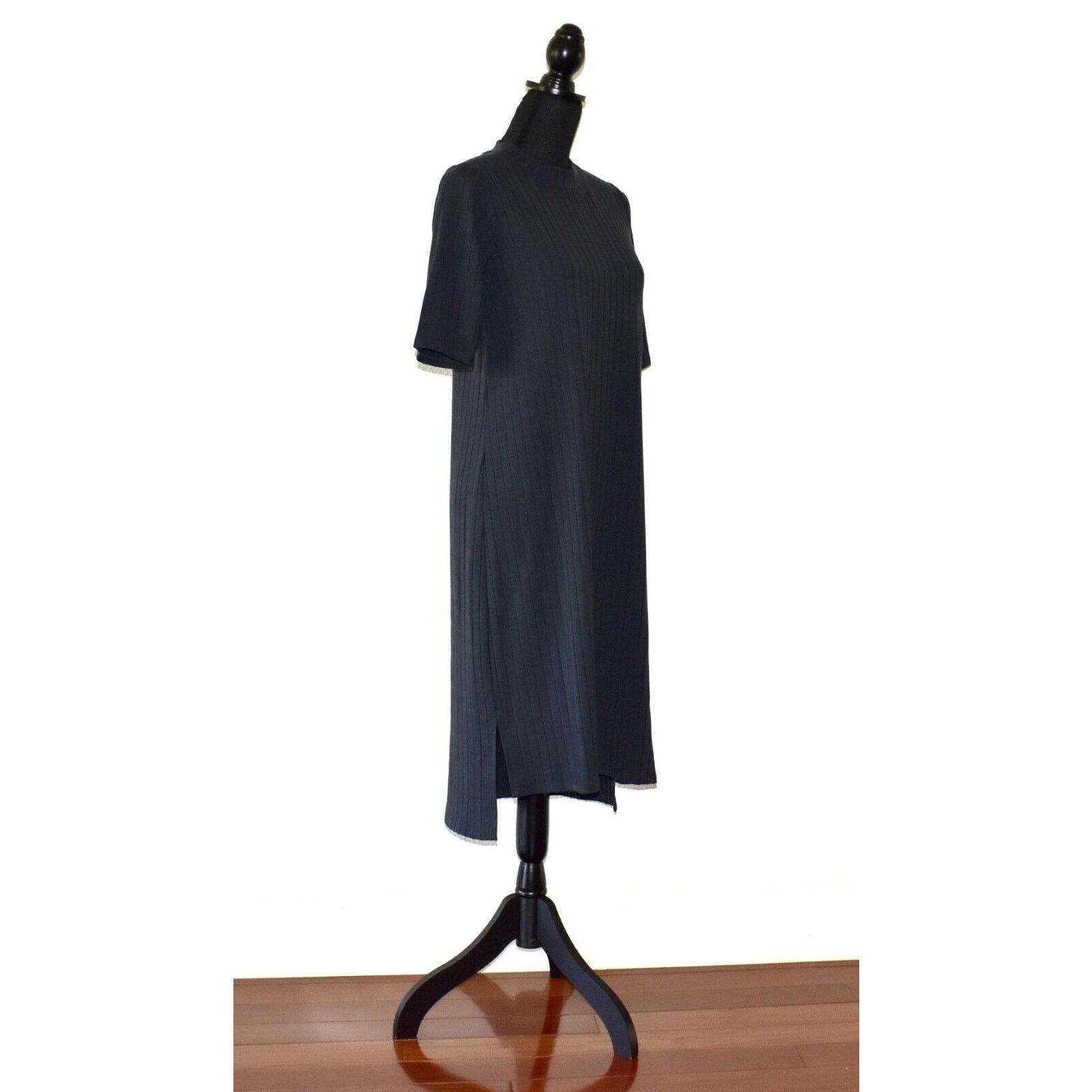 Eileen Fisher EILEEN FISHER Tencel Stripe Short Sleeve Sweater Dress Sz XS Size XS / US 0-2 / IT 36-38 - 2 Thumbnail