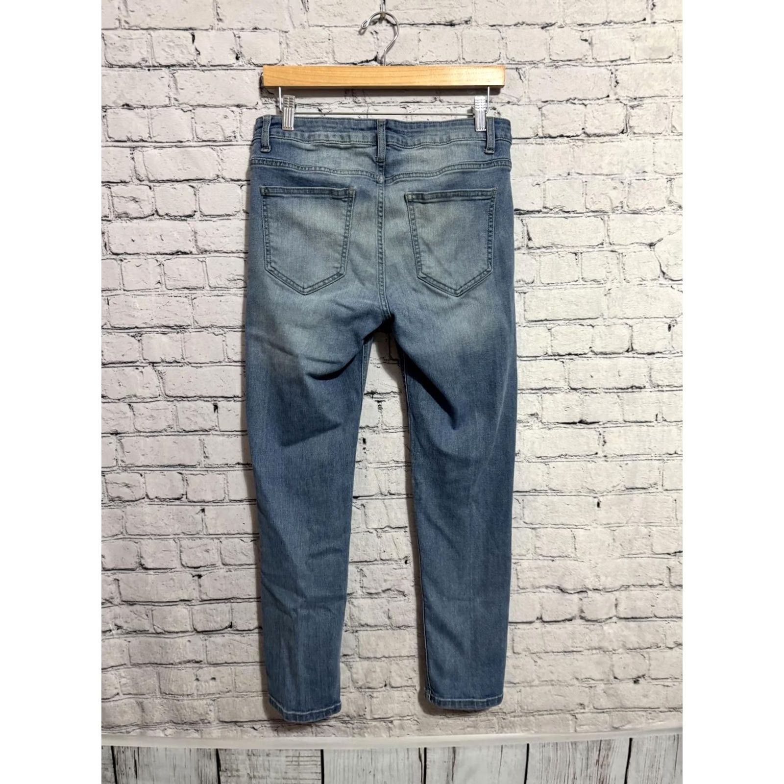 Denime Women's Jeans Distressed Blue Denim Size 29 Inseam 27 Regular Cello Jeans Button Closure Size 29" - 5 Thumbnail