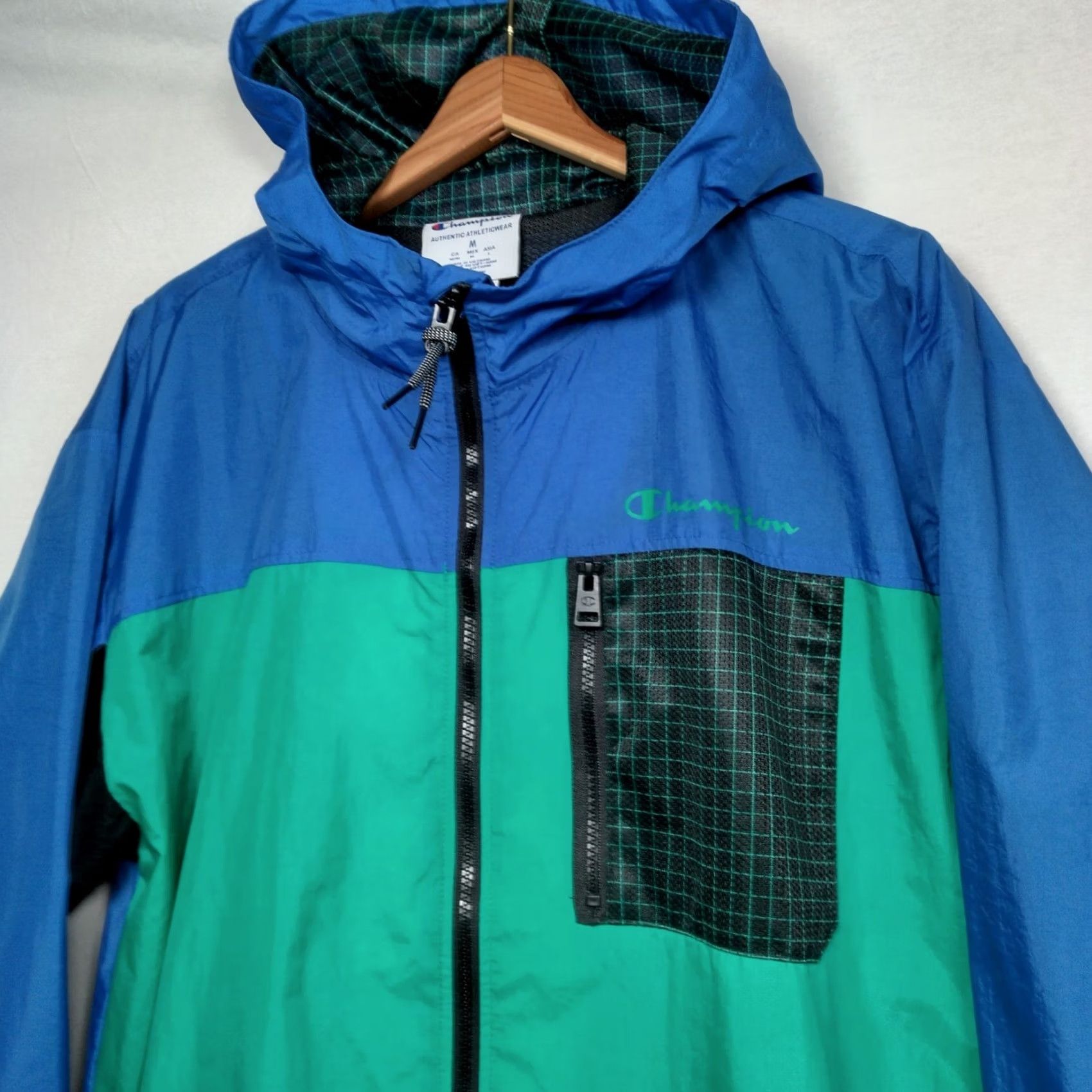 Champion Champion Windbreaker Jacket Men Medium Blue Black Colorblock Retro Full Zip New Size US M / EU 48-50 / 2 - 2 Thumbnail