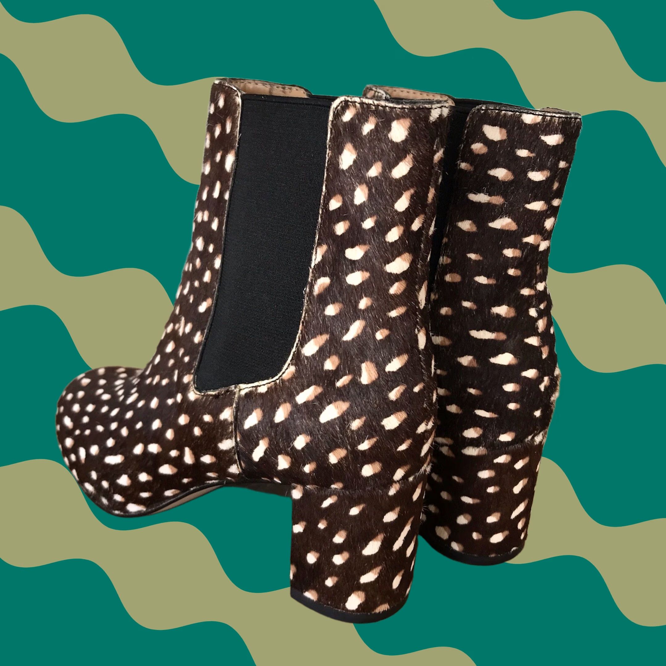 J.Crew J.CREW Women Brown Leather Calf Hair Fur Spotted Pull-On Chelsea Ankle Boots 6.5 Size US 7 / IT 37 - 1 Thumbnail