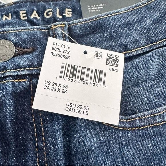 American Eagle Outfitters NWT American Eagle Men's Blue Slim Straight Jeans Size US 26 / EU 42 - 4 Thumbnail