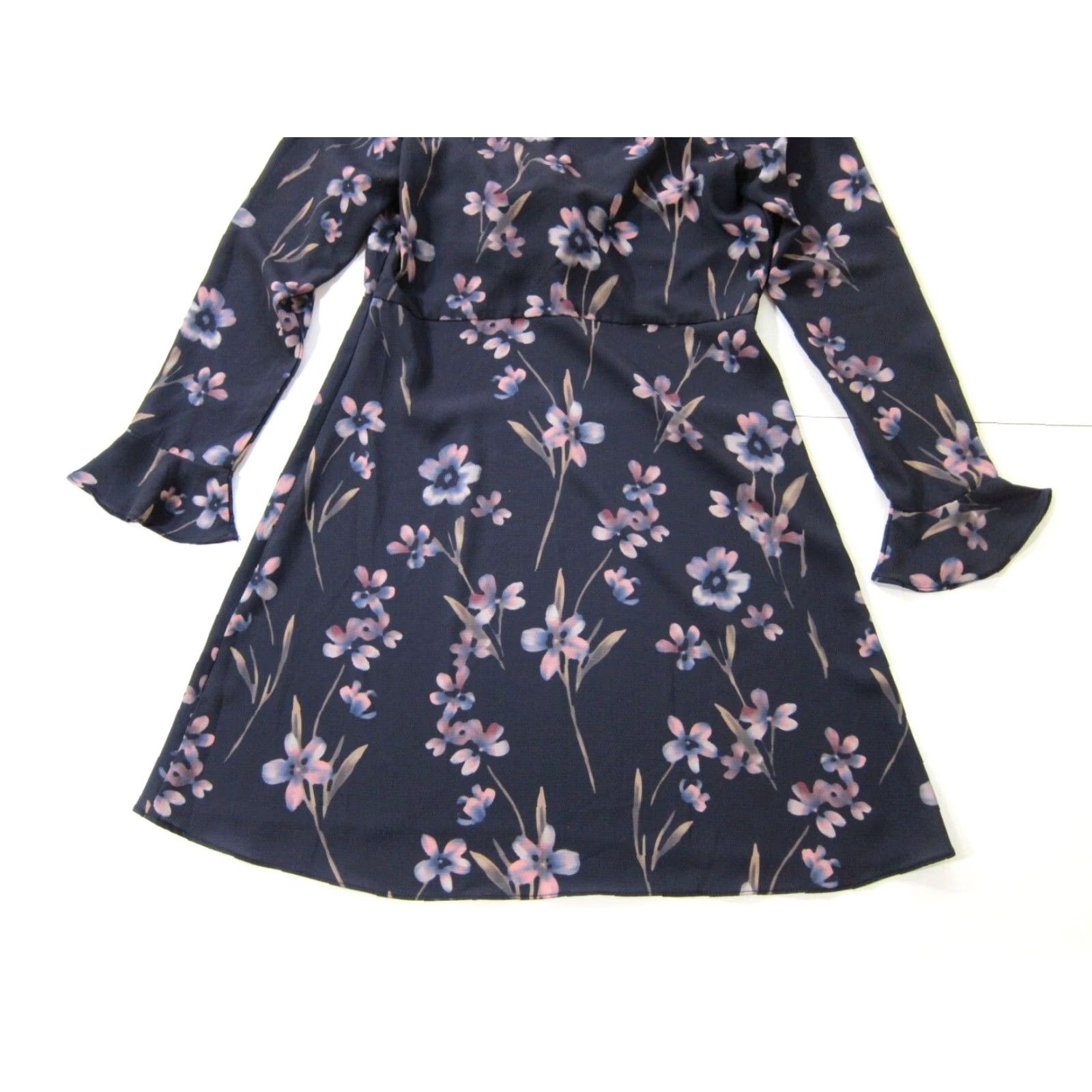 Vintage Olivaceous Dress Women Blue Pink Floral Long Sleeve V-Neck Fit Flare Empire M Size M / US 6-8 / IT 42-44 - 6 Thumbnail