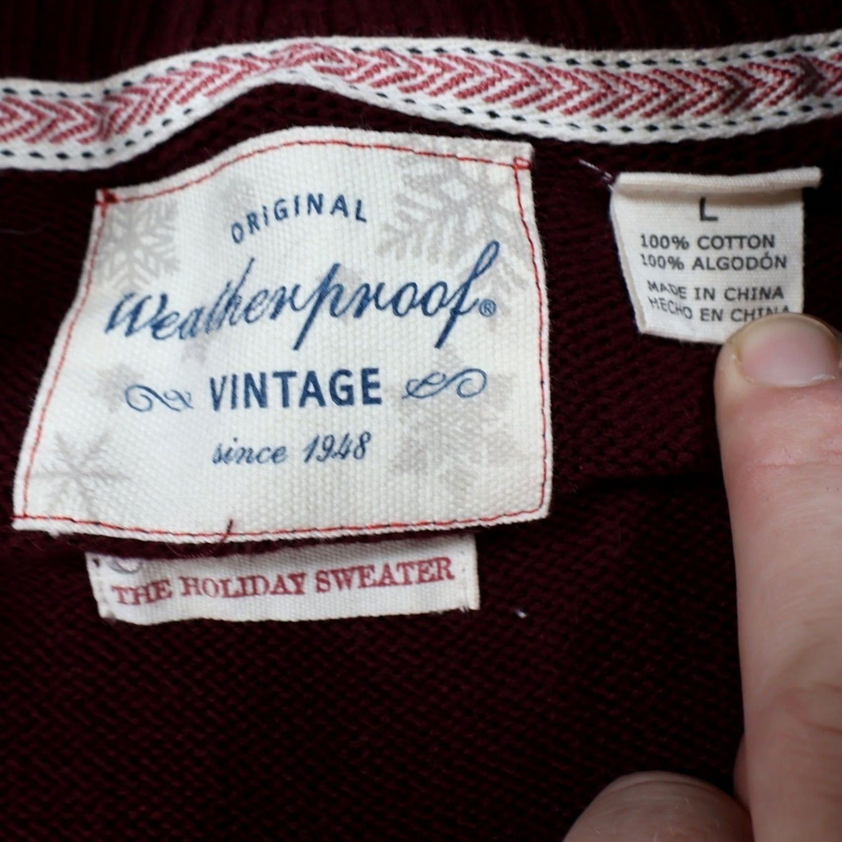 Weatherproof Weatherproof Vintage Sweater Mens L Maroon Fair Isle Quarter Zip Size US L / EU 52-54 / 3 - 8 Thumbnail