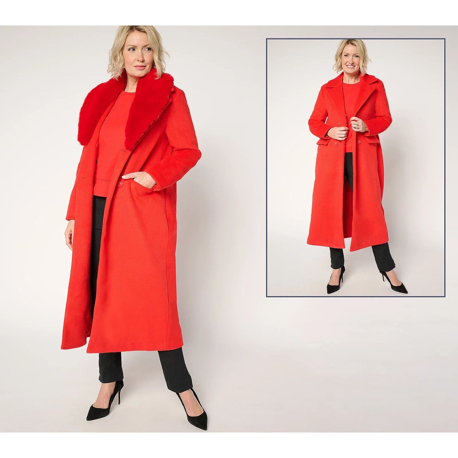 & Other Stories by Stacy London Coat w/ Fur Collar Scarlet Flame XS A671318 Size XS / US 0-2 / IT 36-38 - 1 Thumbnail