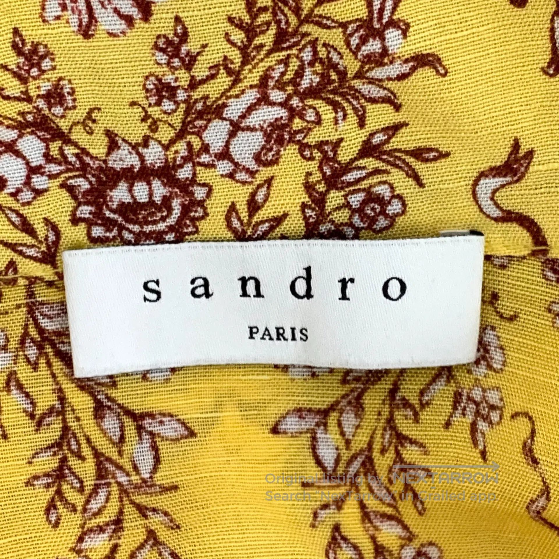 Sandro Sandro Yellow Floral Print Peter Pan Collar Short Sleeve S Size M / US 6-8 / IT 42-44 - 5 Thumbnail