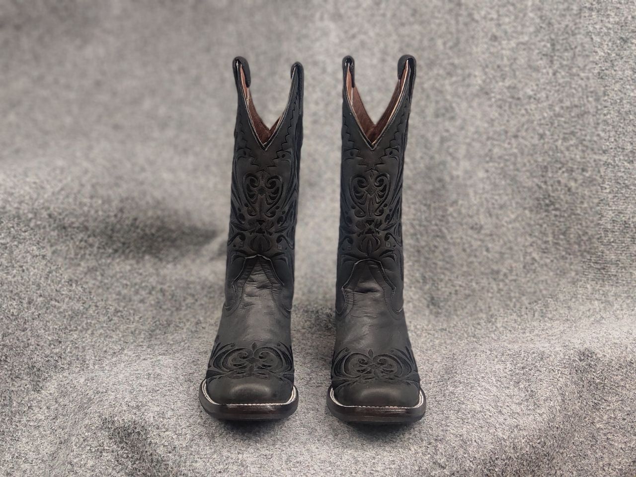 Sancho Boots Circle G Cowboy Western Black Leather Boots Vintage Shoes Size US 9 / IT 39 - 4 Thumbnail