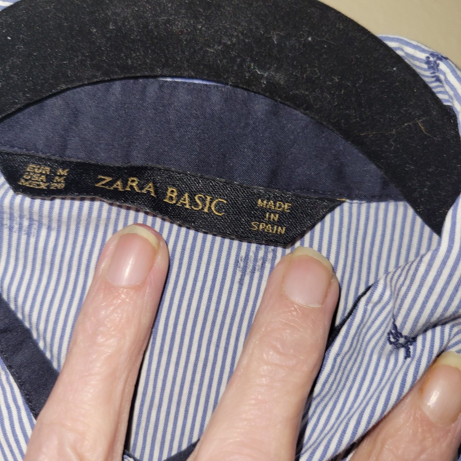 Zara ZARA Basic M Blue White Pinstriped Cotton Blend Shirt Boat Size M / US 6-8 / IT 42-44 - 7 Thumbnail