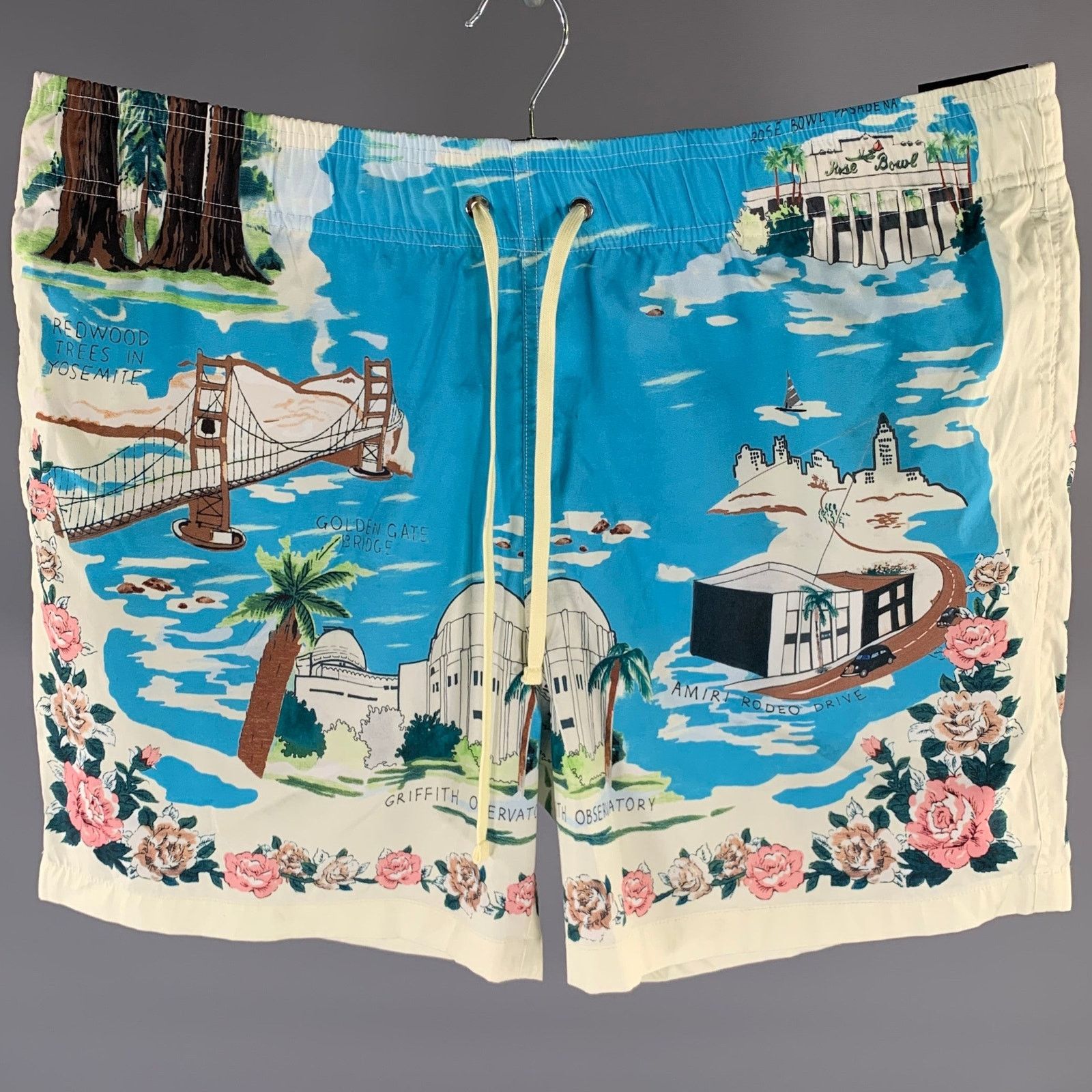 Amiri AMIRI Size 36 Blue Graphic Drawstring Swim Trunks Size US 36 / EU 52 - 1 Thumbnail