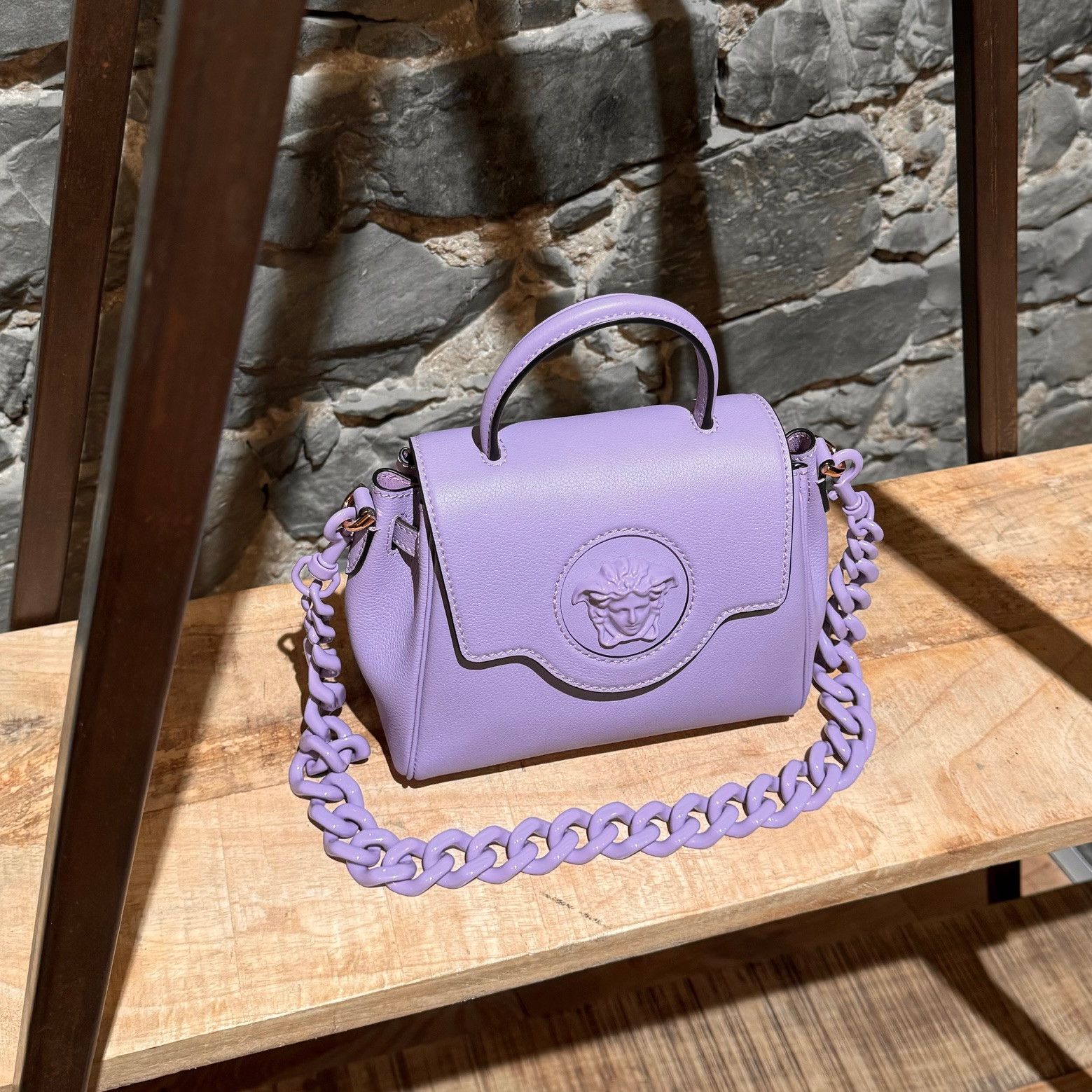 Versace Versace Lilac Leather La Medusa Small 2 Way Handbag Size ONE SIZE - 3 Thumbnail