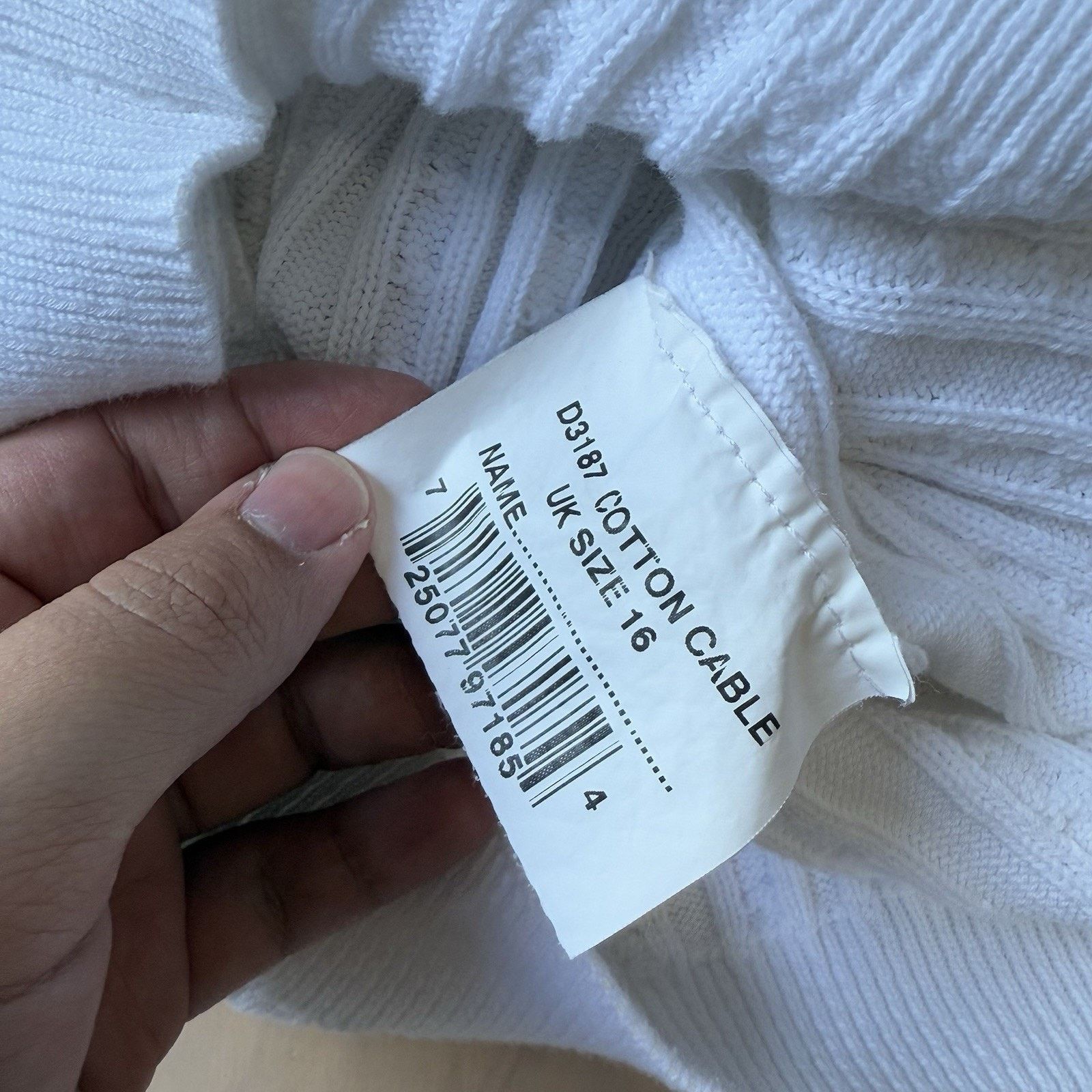 Barbour Barbour Cable Knit Sweater Women's 16 White Cotton Pullover Size XXL / US 16-18 / IT 52-54 - 6 Thumbnail