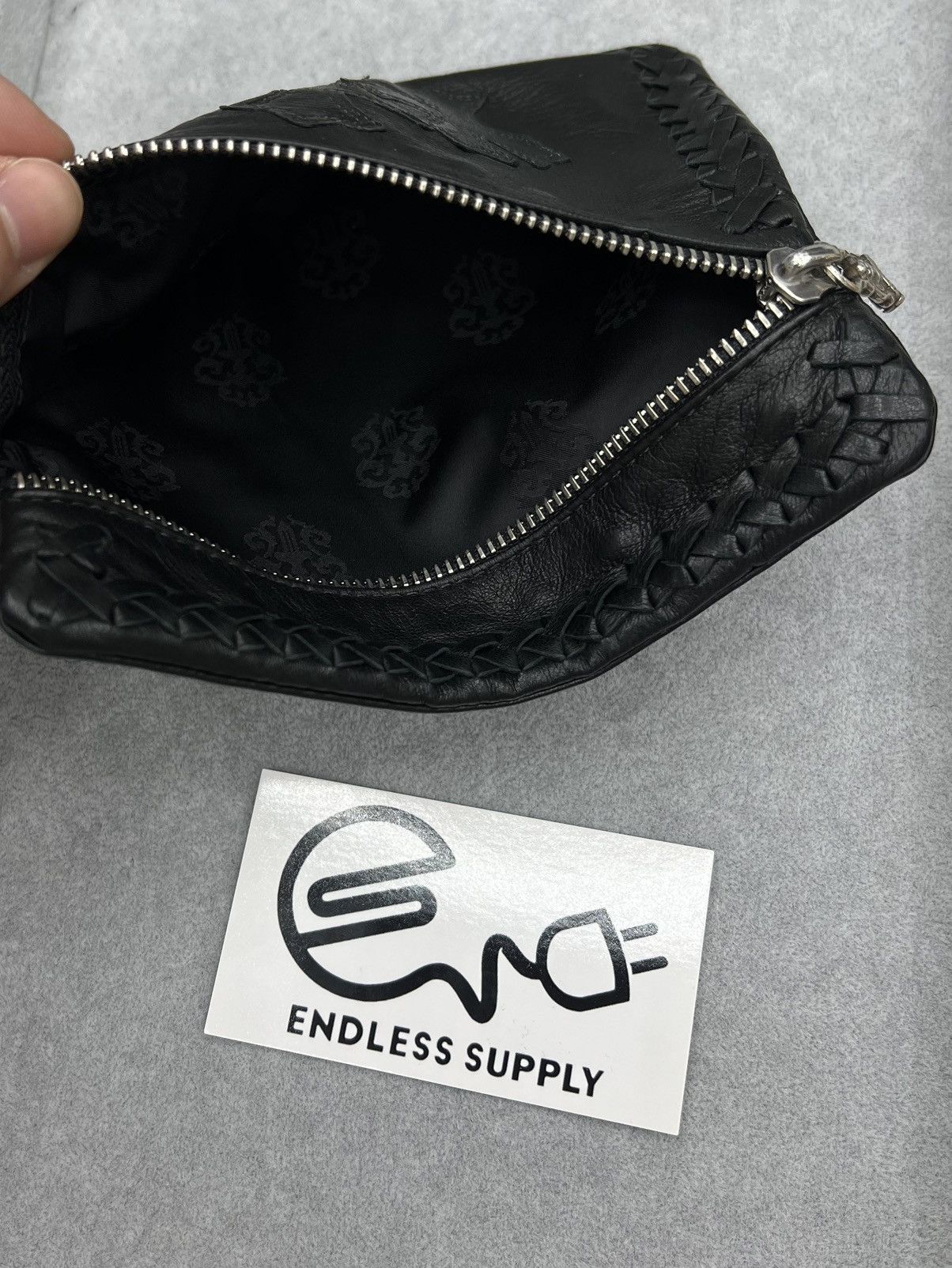 Chrome Hearts CHROME HEARTS LAMBSKIN CEMETERY CROSS PATCH ZIP MINI POUCH Size ONE SIZE - 4 Thumbnail