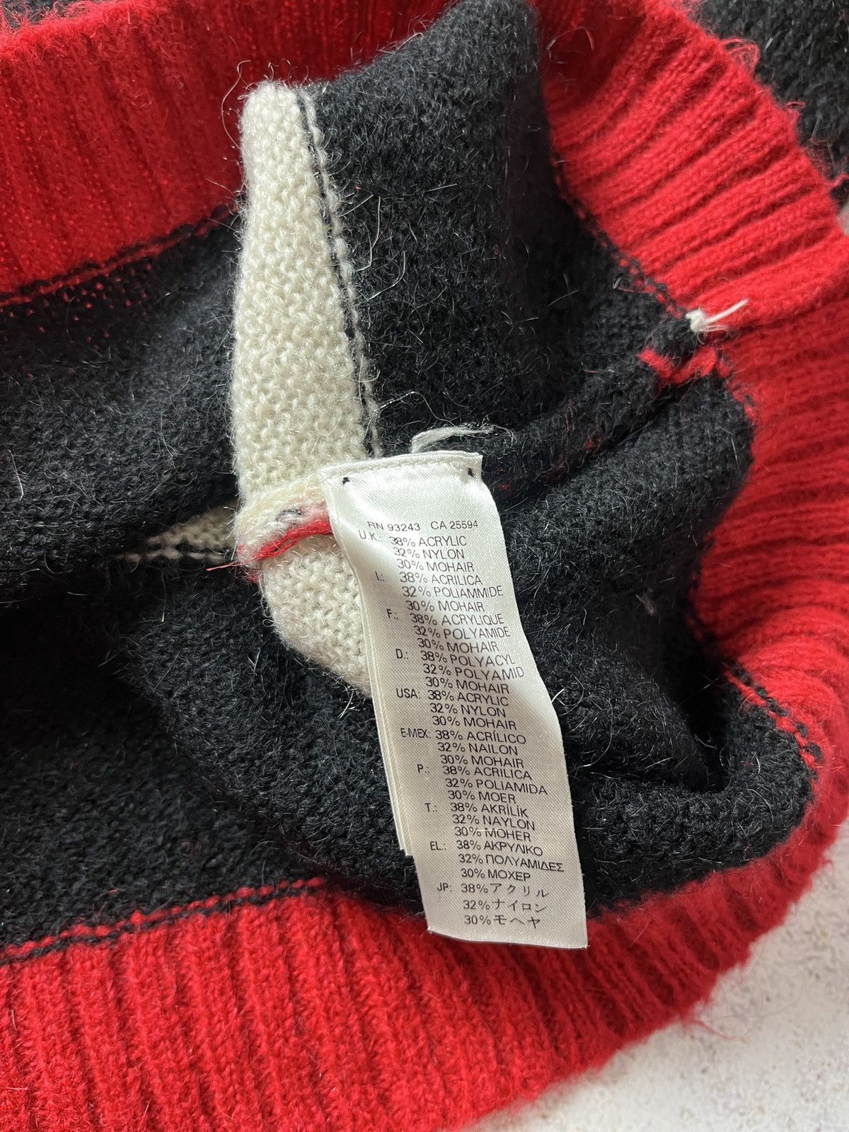 Diesel Diesel Striped Mohair Sweater Black White Red Size US S / EU 44-46 / 1 - 8 Thumbnail