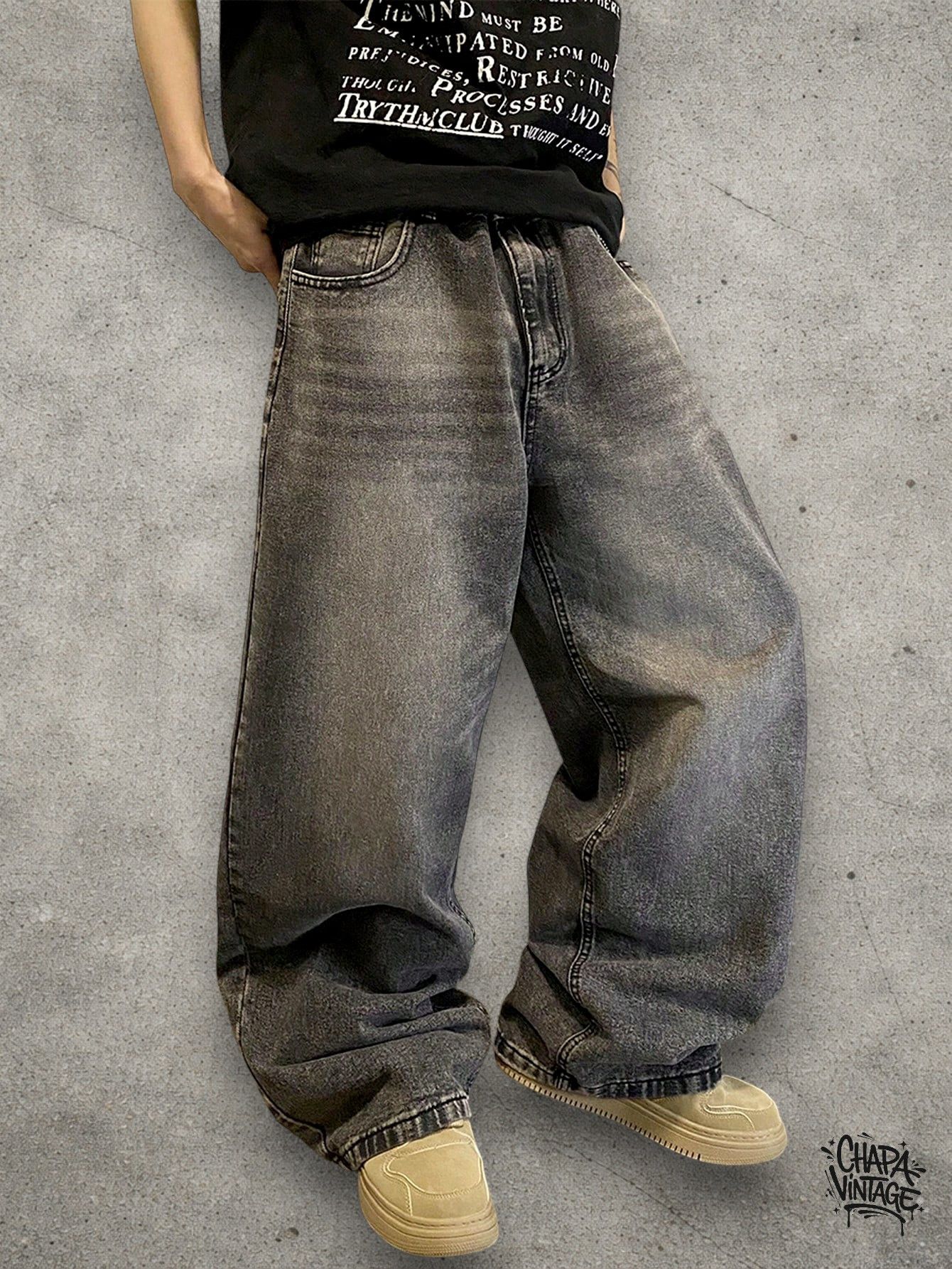 Vintage Baggy washed gray jeans Size US 32 / EU 48 - 2 Thumbnail