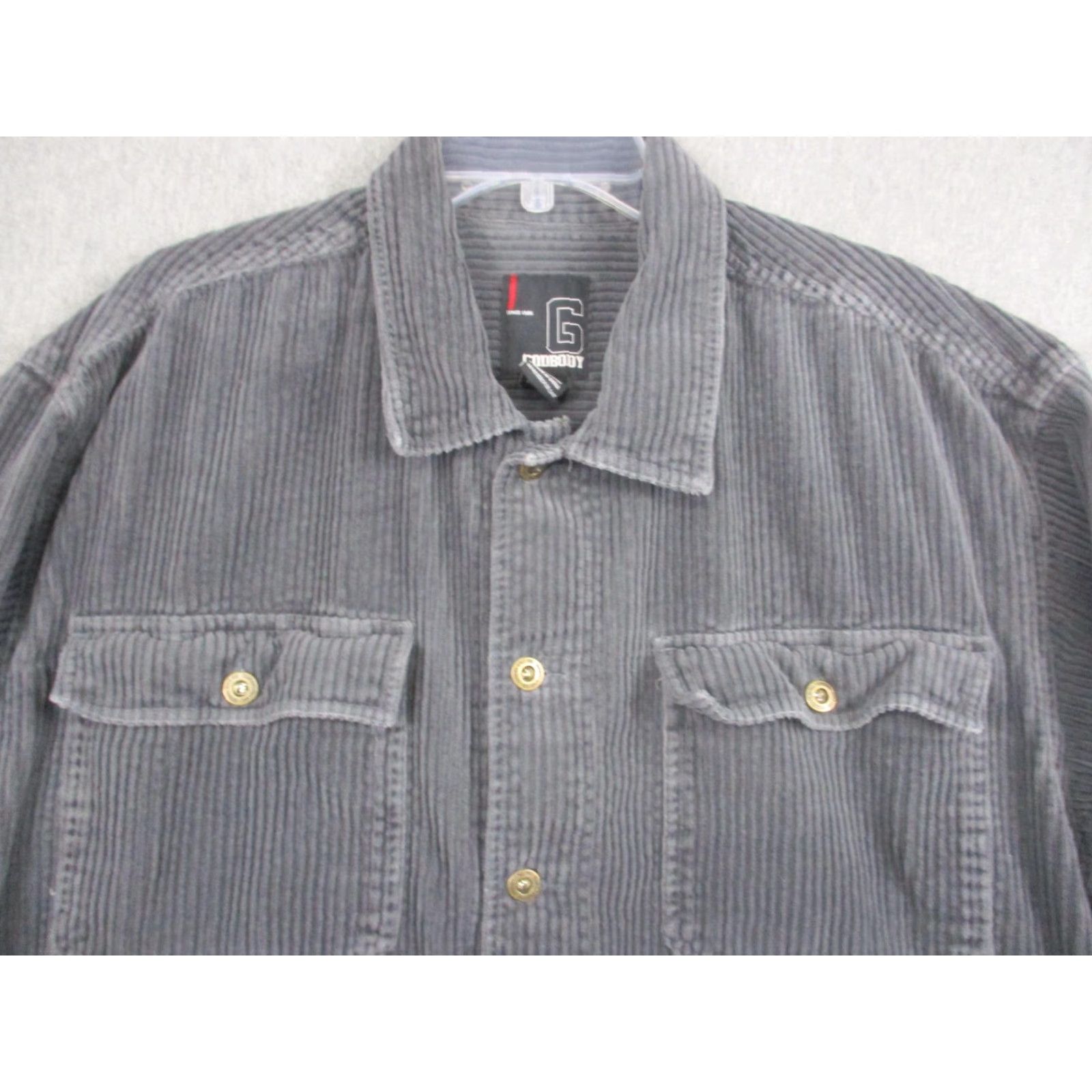 Vintage Godbody Jacket Mens XL Gray Corduroy Snap Front Military Shirt Jacket Workwear Size US XL / EU 56 / 4 - 2 Thumbnail