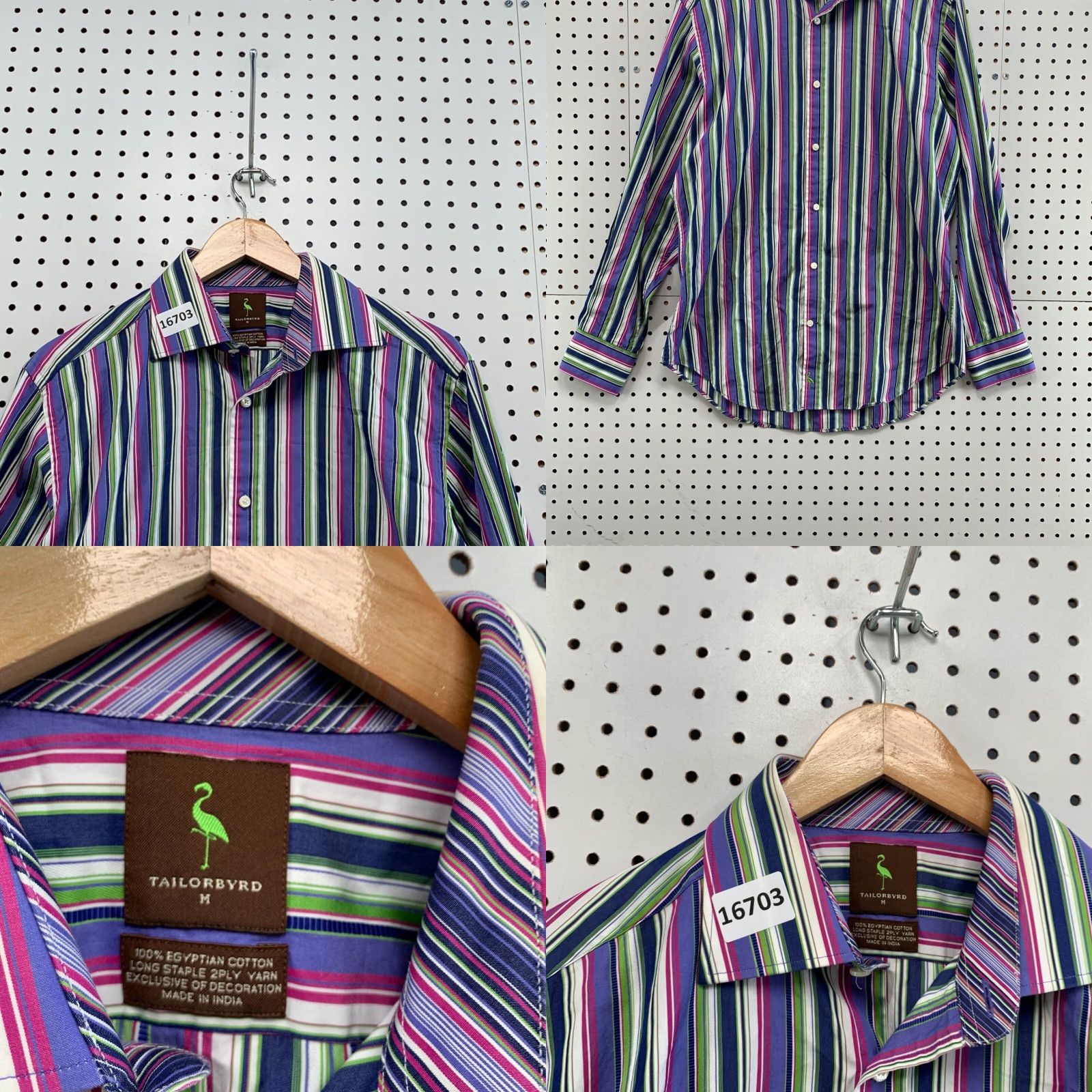 Tailorbyrd VINTAGE Tailorbyrd Shirt Mens M 100% Egyptian Cotton Purple Striped Long Sleeve Button-Up Adult Medium Purple Striped Mens Size US M / EU 48-50 / 2 - 8 Thumbnail