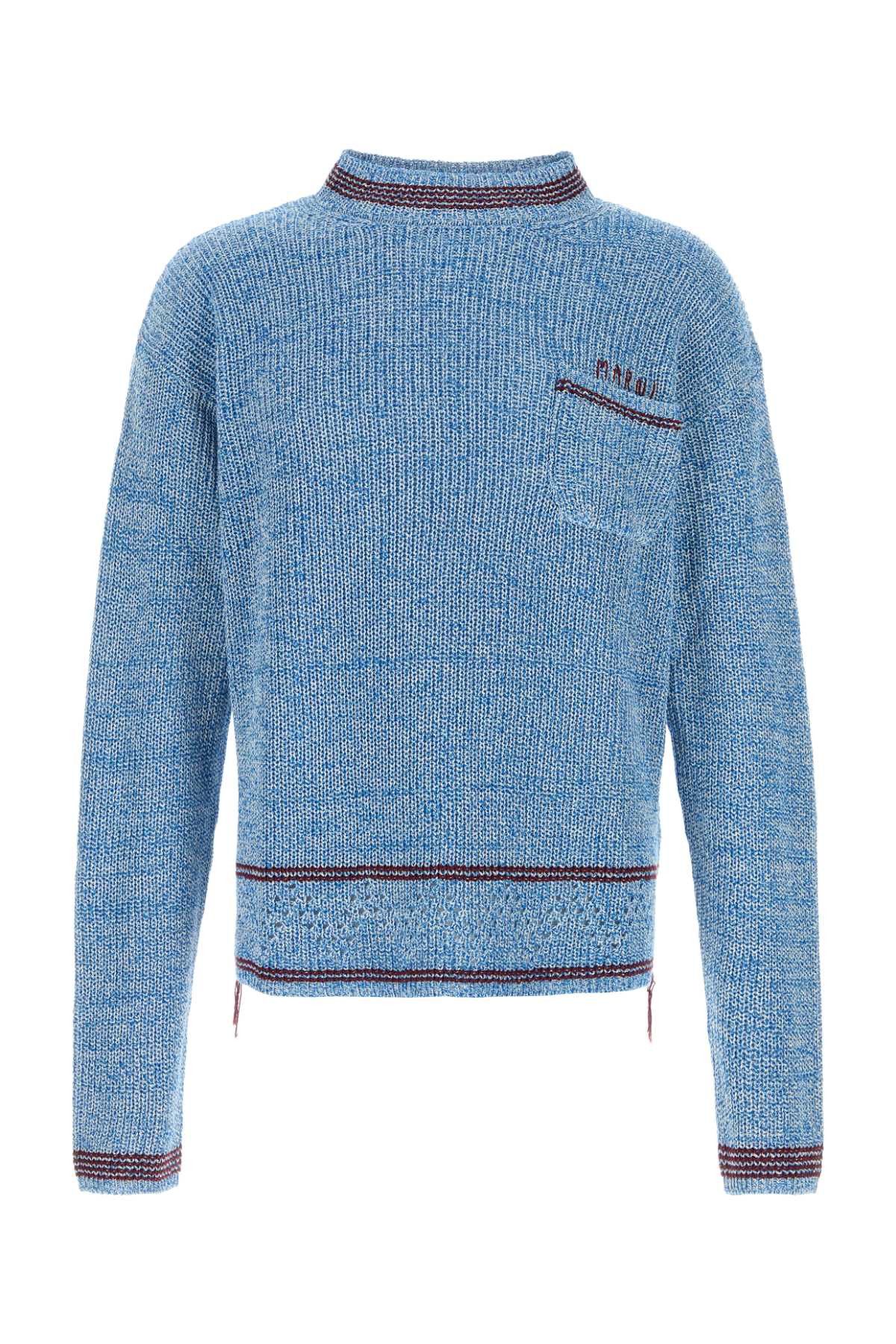 Marni Melange Light Blue Cotton Sweater Size US L / EU 52-54 / 3 - 1 Thumbnail