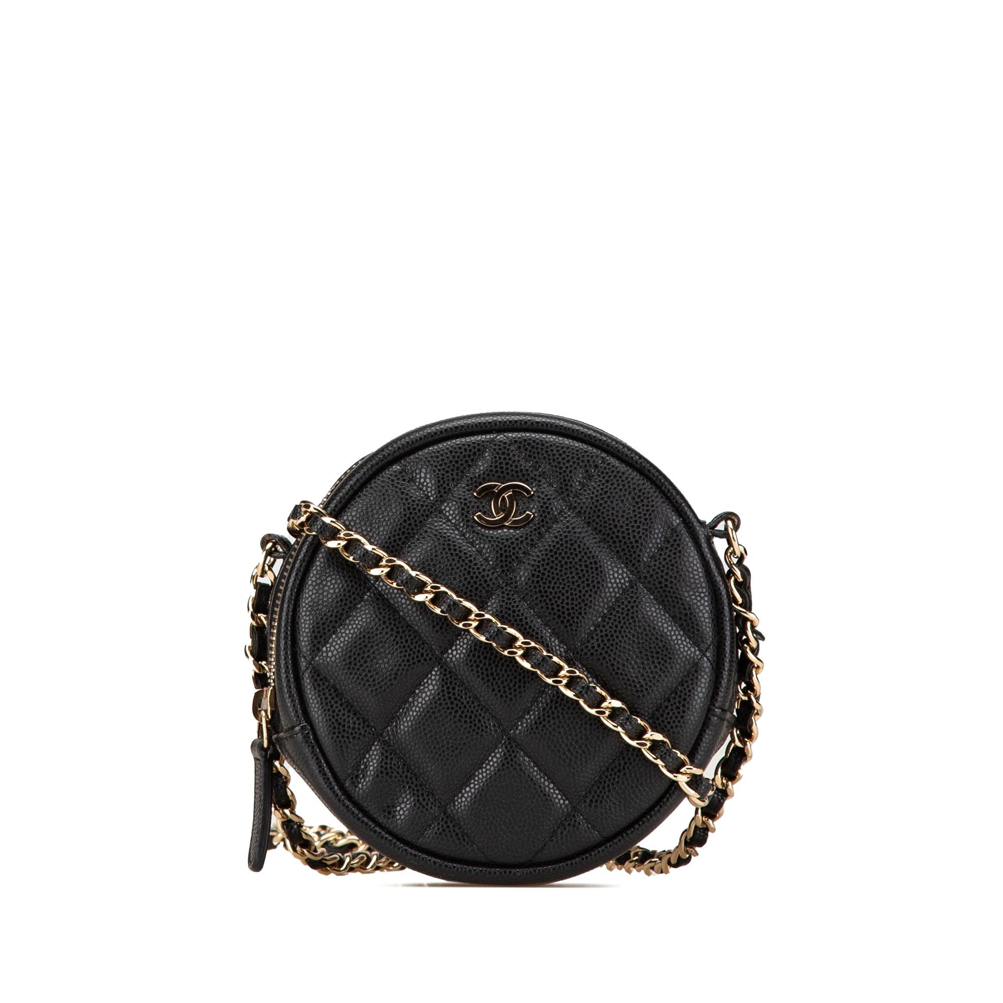 Chanel Chanel CC Quilted Caviar Round Clutch With Chain Black Size ONE SIZE - 1 Thumbnail