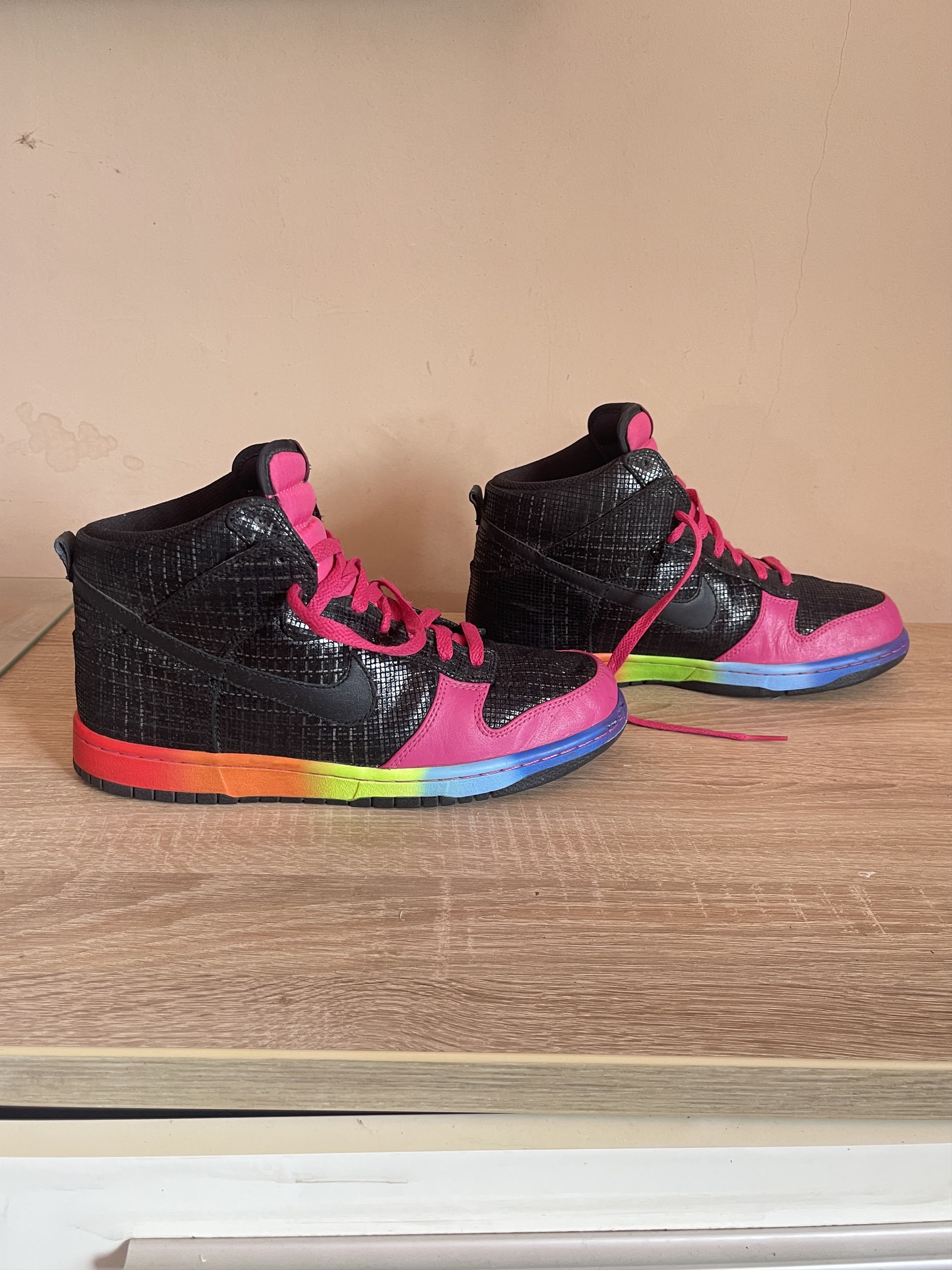 Nike 🌈 Nike hightop dunk pink black multicolored Size US 9.5 / IT 39.5 - 4 Thumbnail