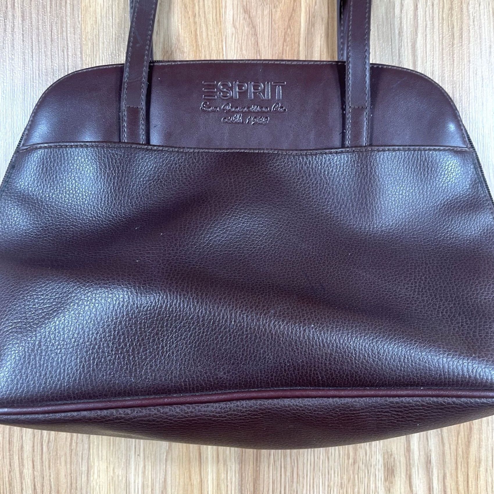 Esprit VINTAGE Esprit Brown Leather Round Zip Shoulder Bag Tote Purse Womens Size ONE SIZE - 2 Thumbnail