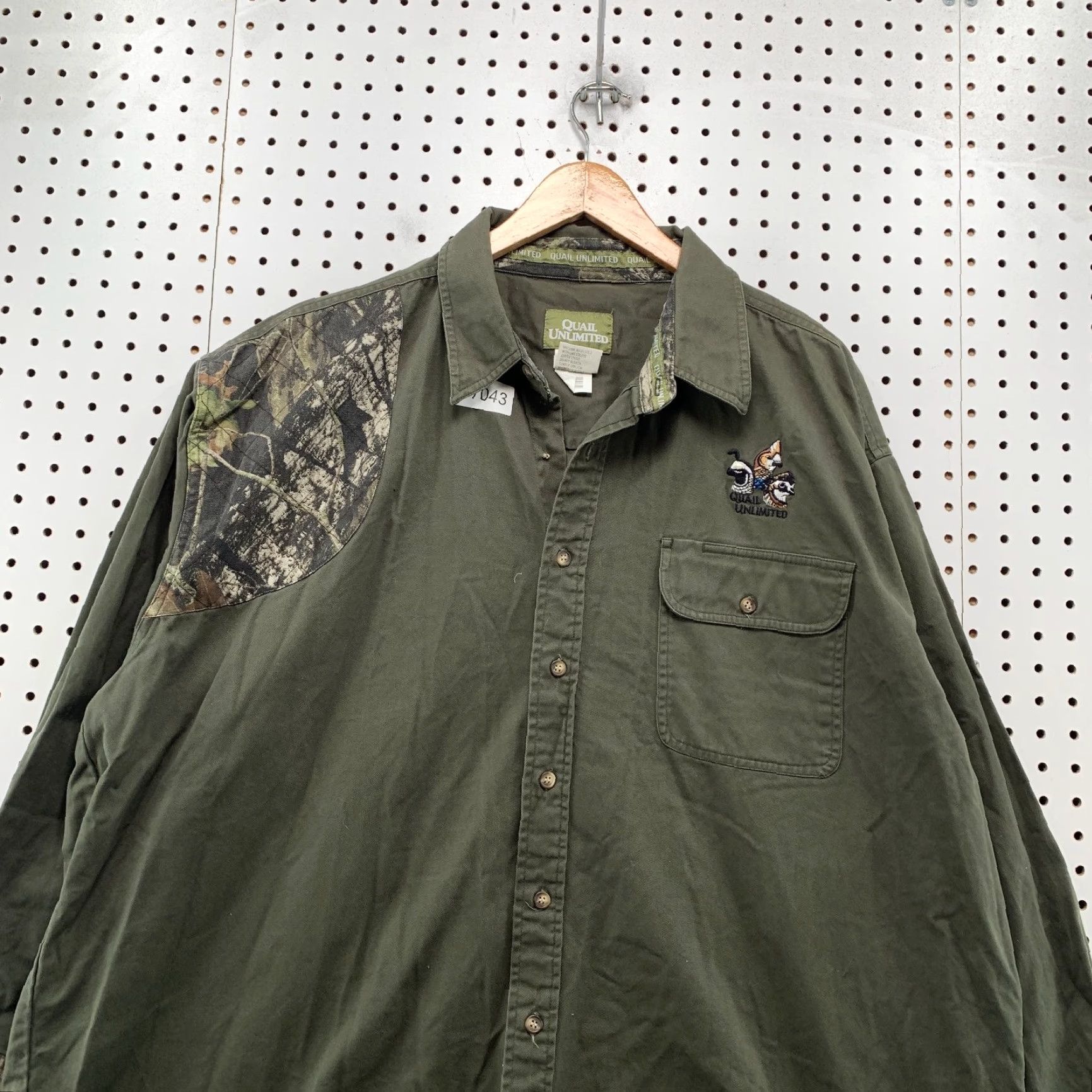 Vintage Quail Unlimited Hunting Button Shirt Mens 2XL Green Camo Long Sleeve Canvas Shirt Size US XXL / EU 58 / 5 - 4 Thumbnail