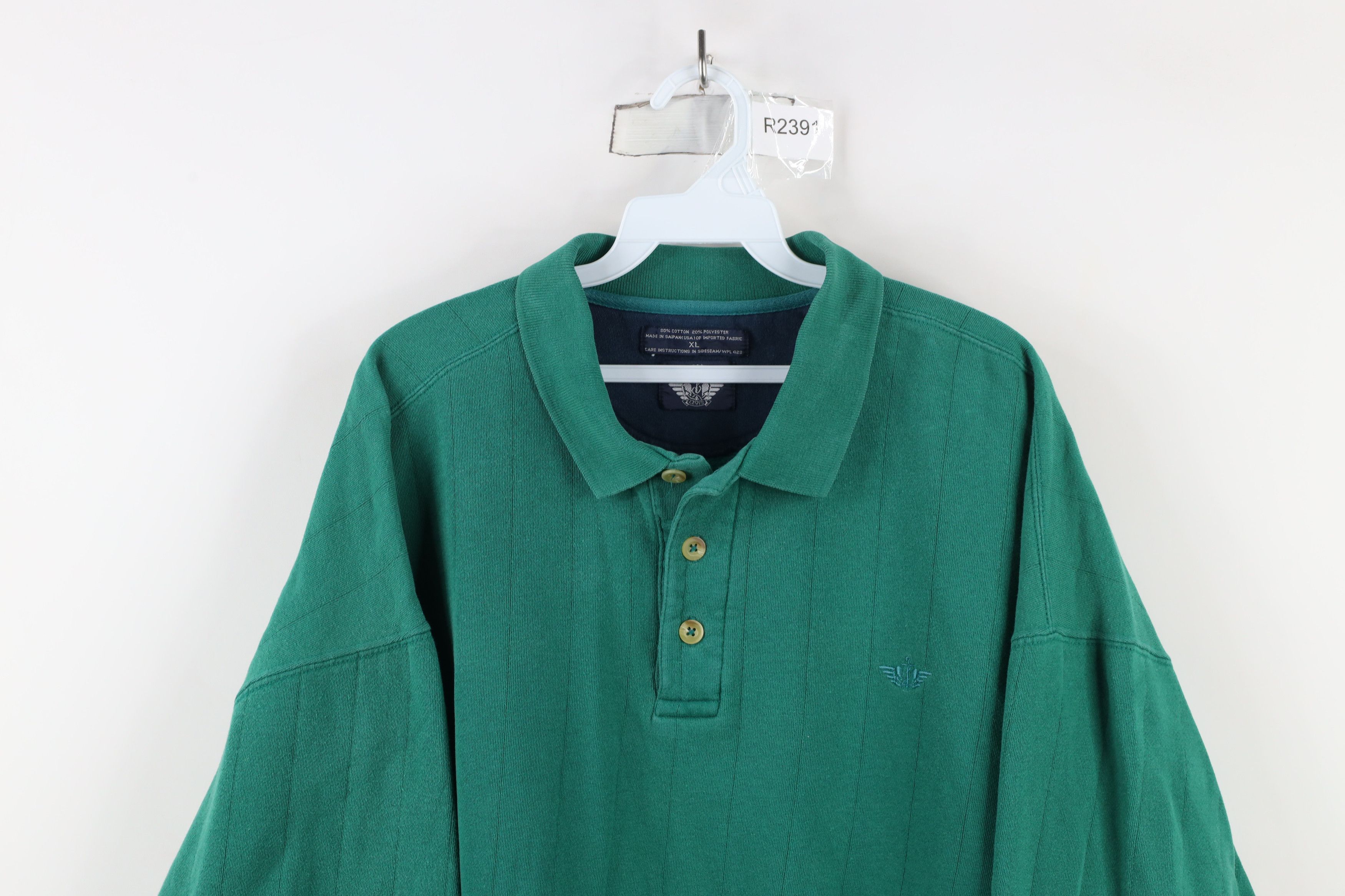 Vintage Vintage 90s Streetwear Collared Pullover Sweatshirt Green Size US XL / EU 56 / 4 - 2 Thumbnail