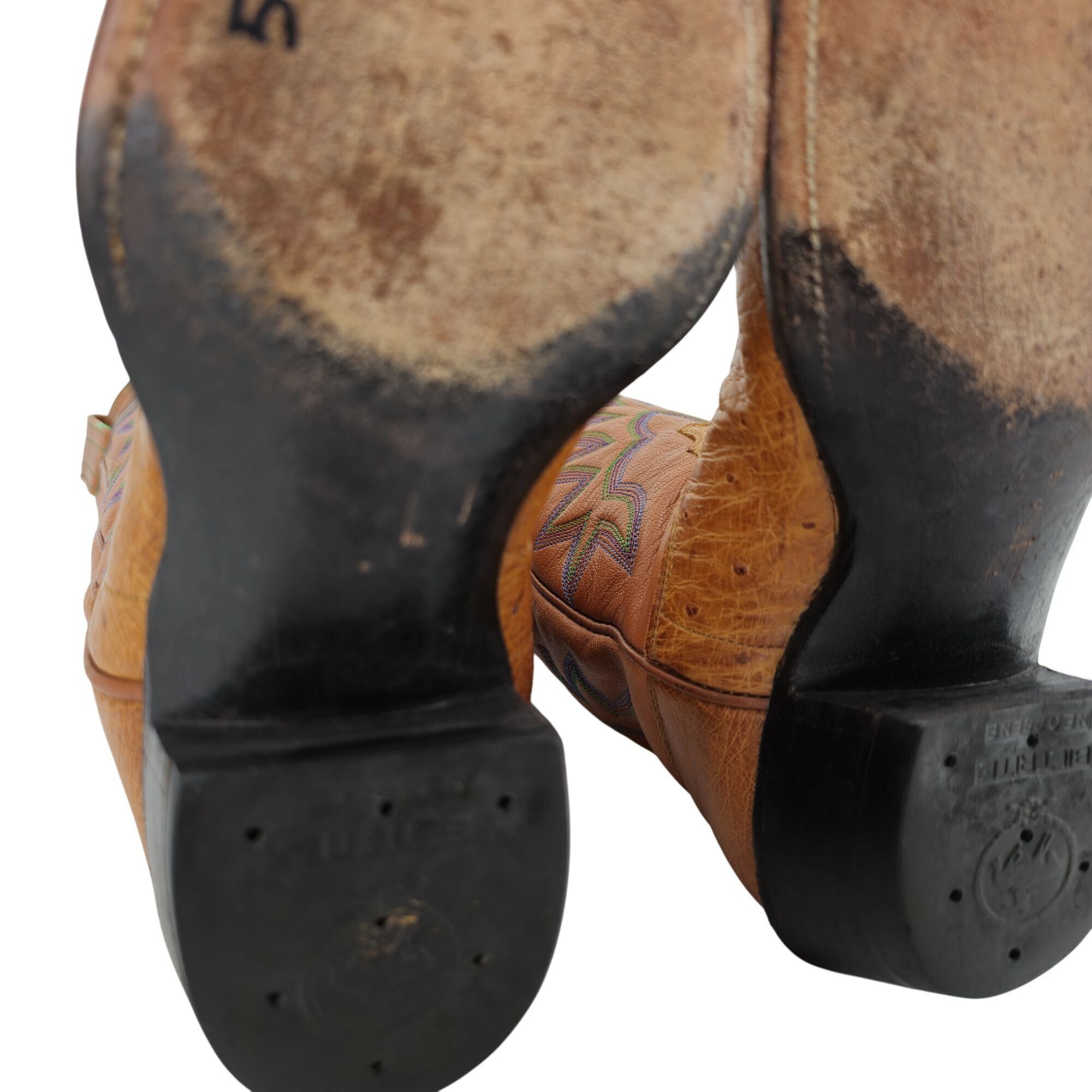 Other M.L. Leddys Ostrich Exotic Cowgirl Boots Womens 5B Brown Pur Size US 5 / IT 35 - 16 Thumbnail