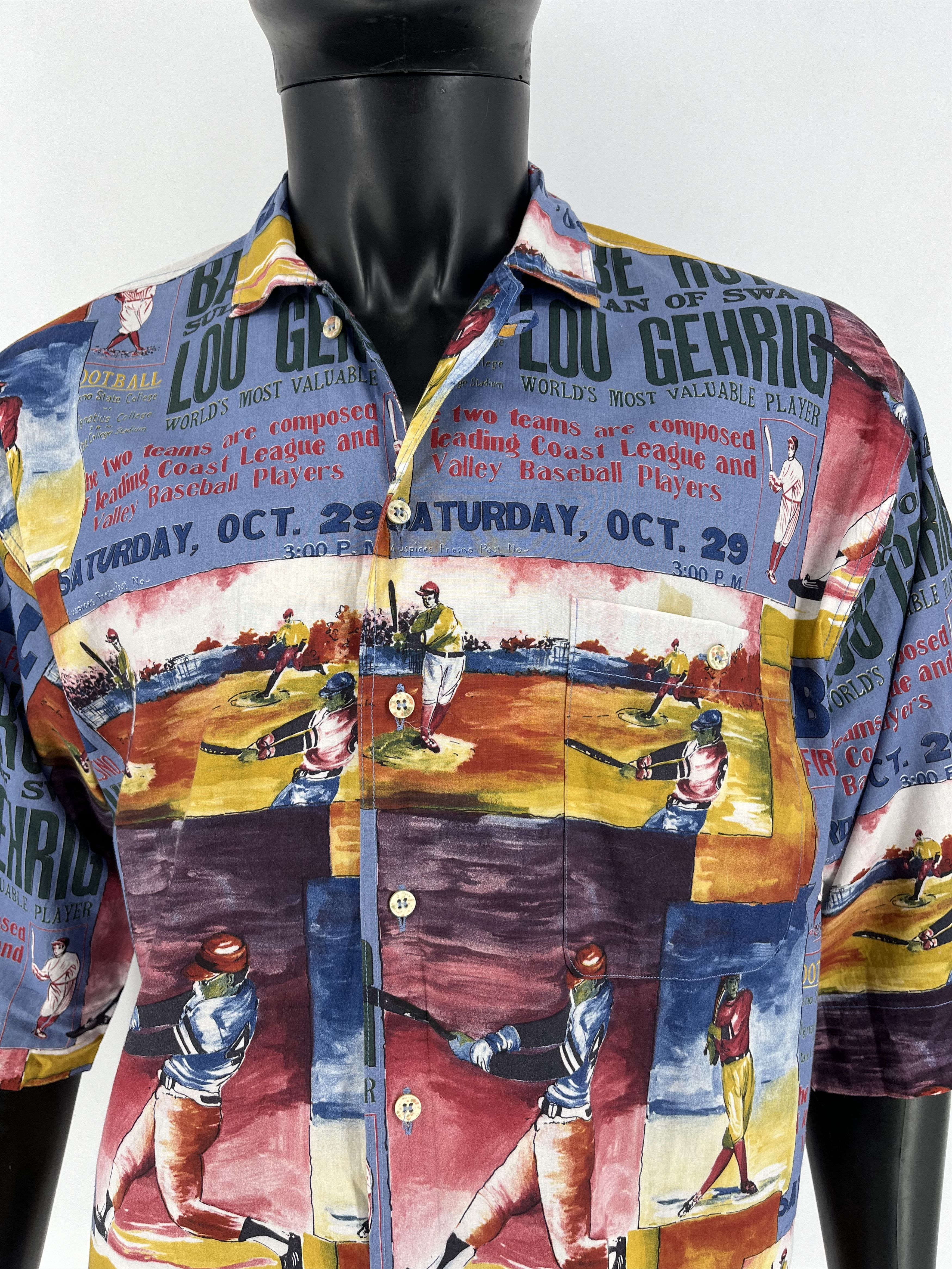 Other Vintage 90s Pensato Print Baseball Hawaiian Button Shirt Size US M / EU 48-50 / 2 - 7 Thumbnail
