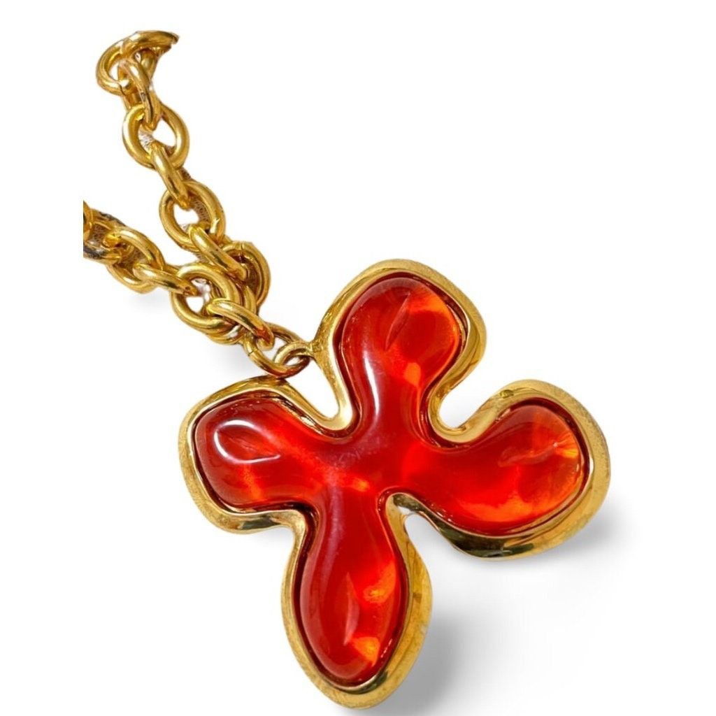 Celine Vintage Celine thick gold chain necklace with flower top Size ONE SIZE - 5 Thumbnail